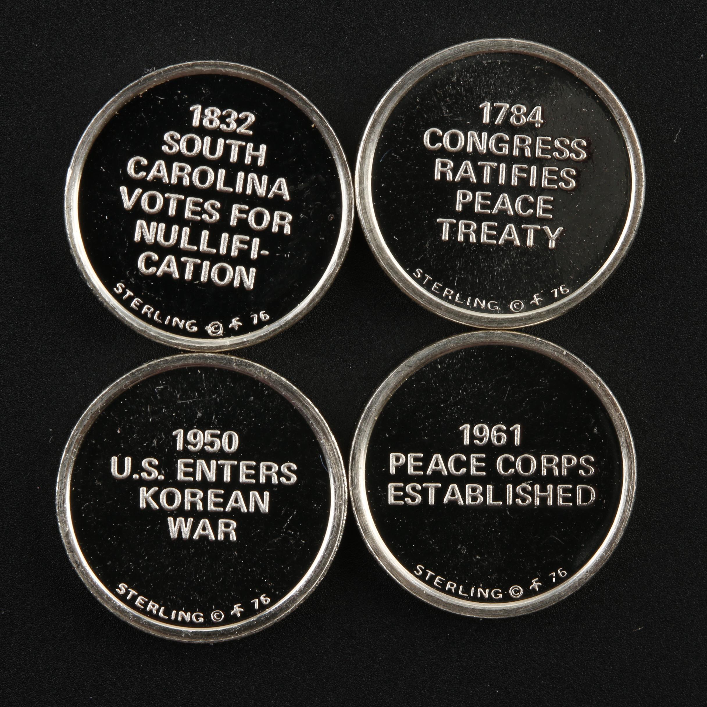 Twenty Franklin Mint "History of the United States" Miniature Silver Coins