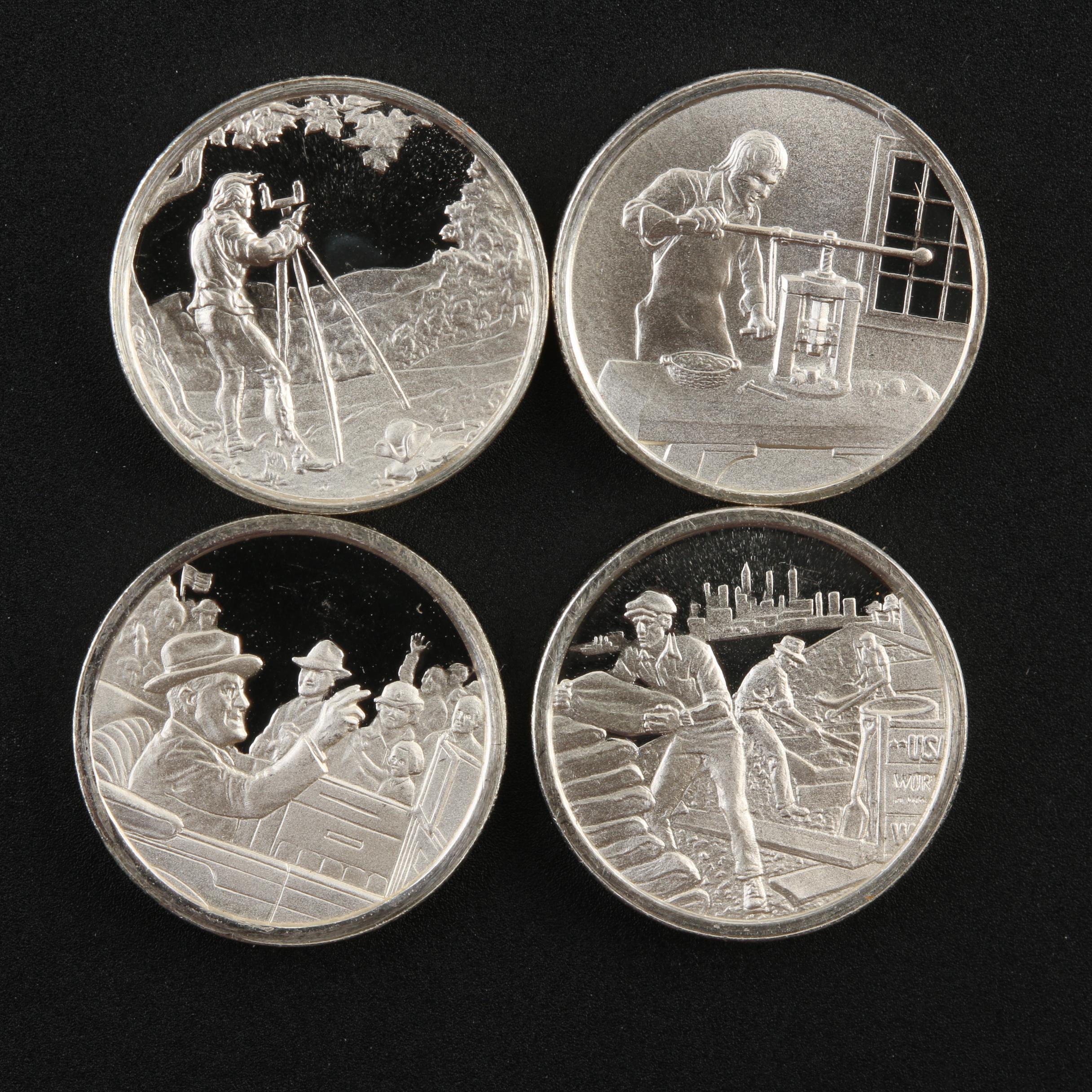 Twenty Franklin Mint "History of the United States" Miniature Silver Coins