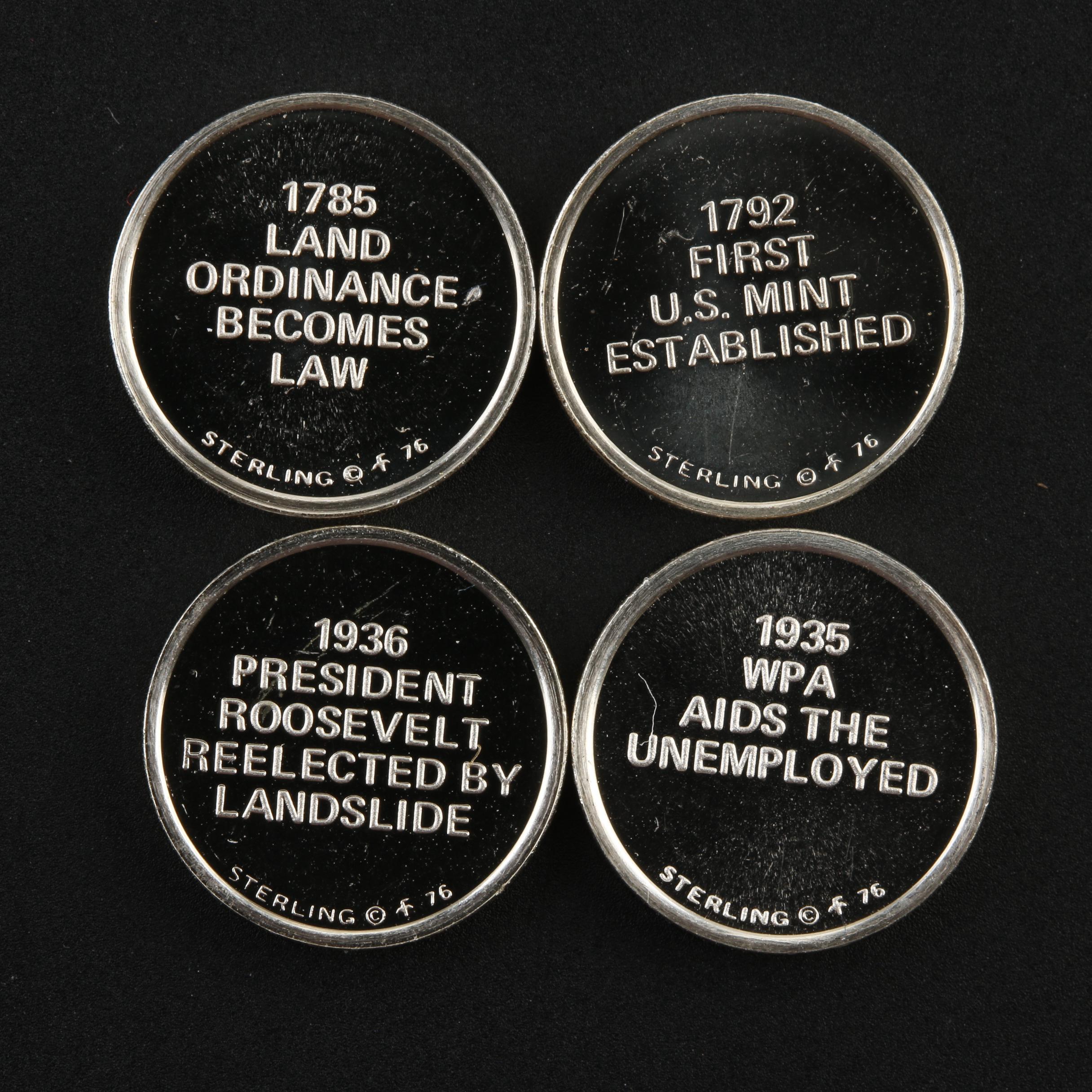 Twenty Franklin Mint "History of the United States" Miniature Silver Coins