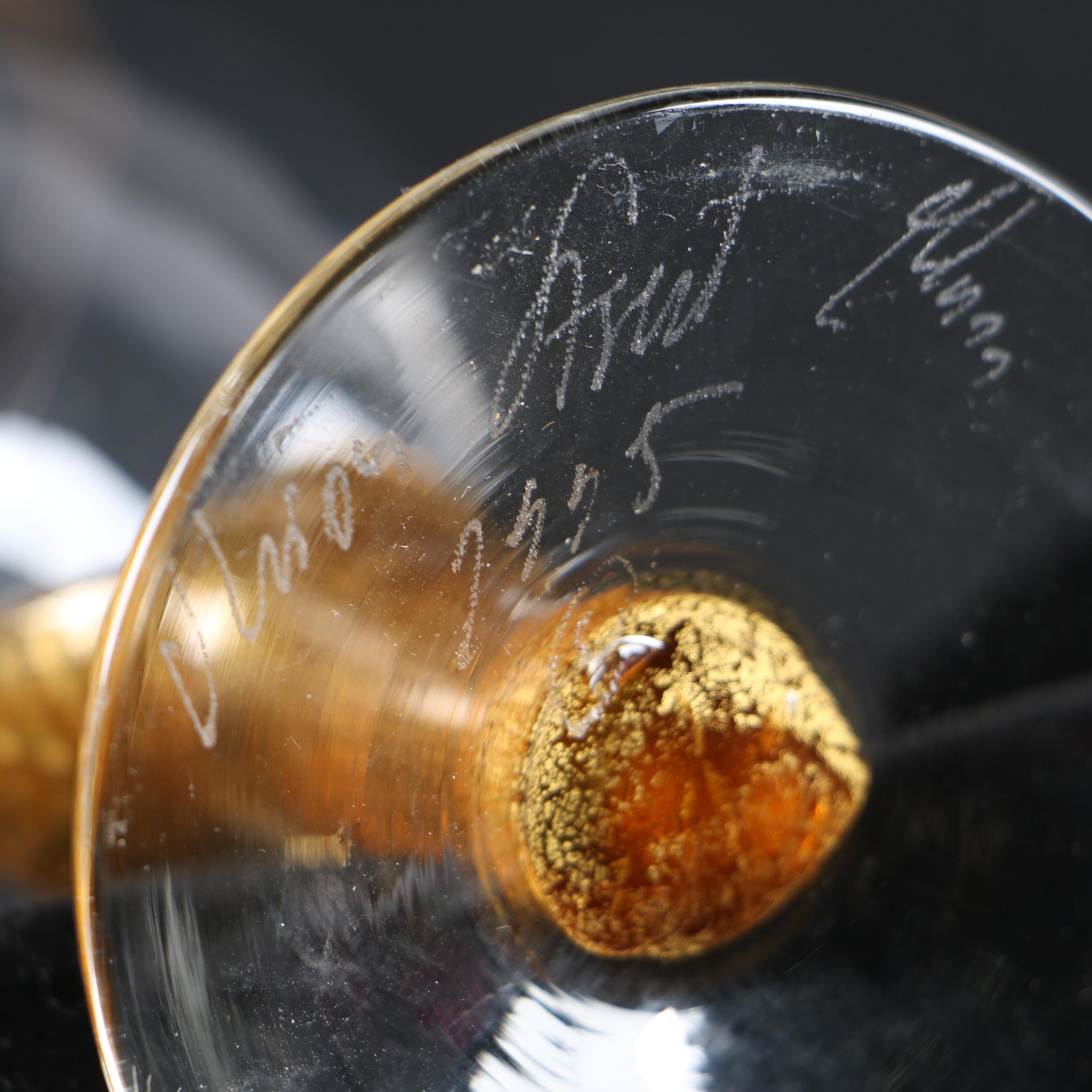 Union Street Glass Goblets with Amber Leaf Accents