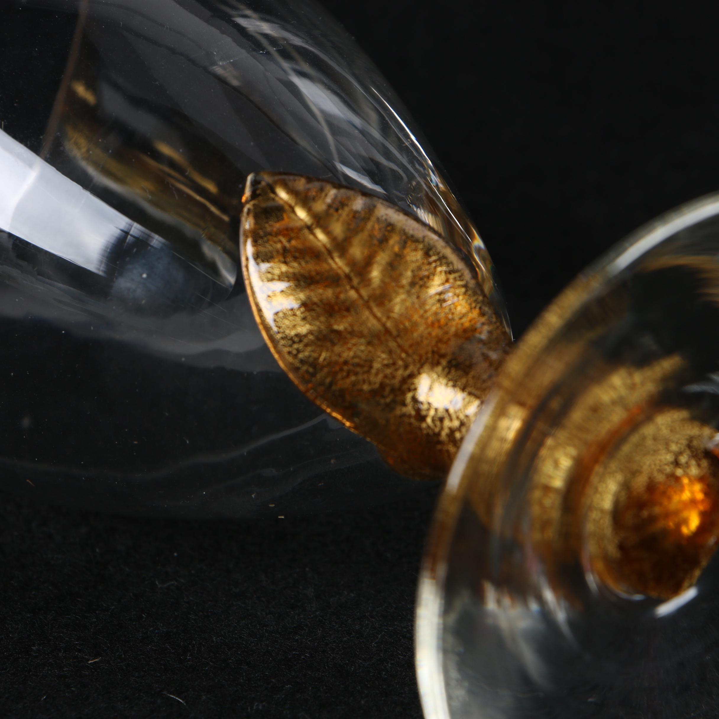 Union Street Glass Goblets with Amber Leaf Accents