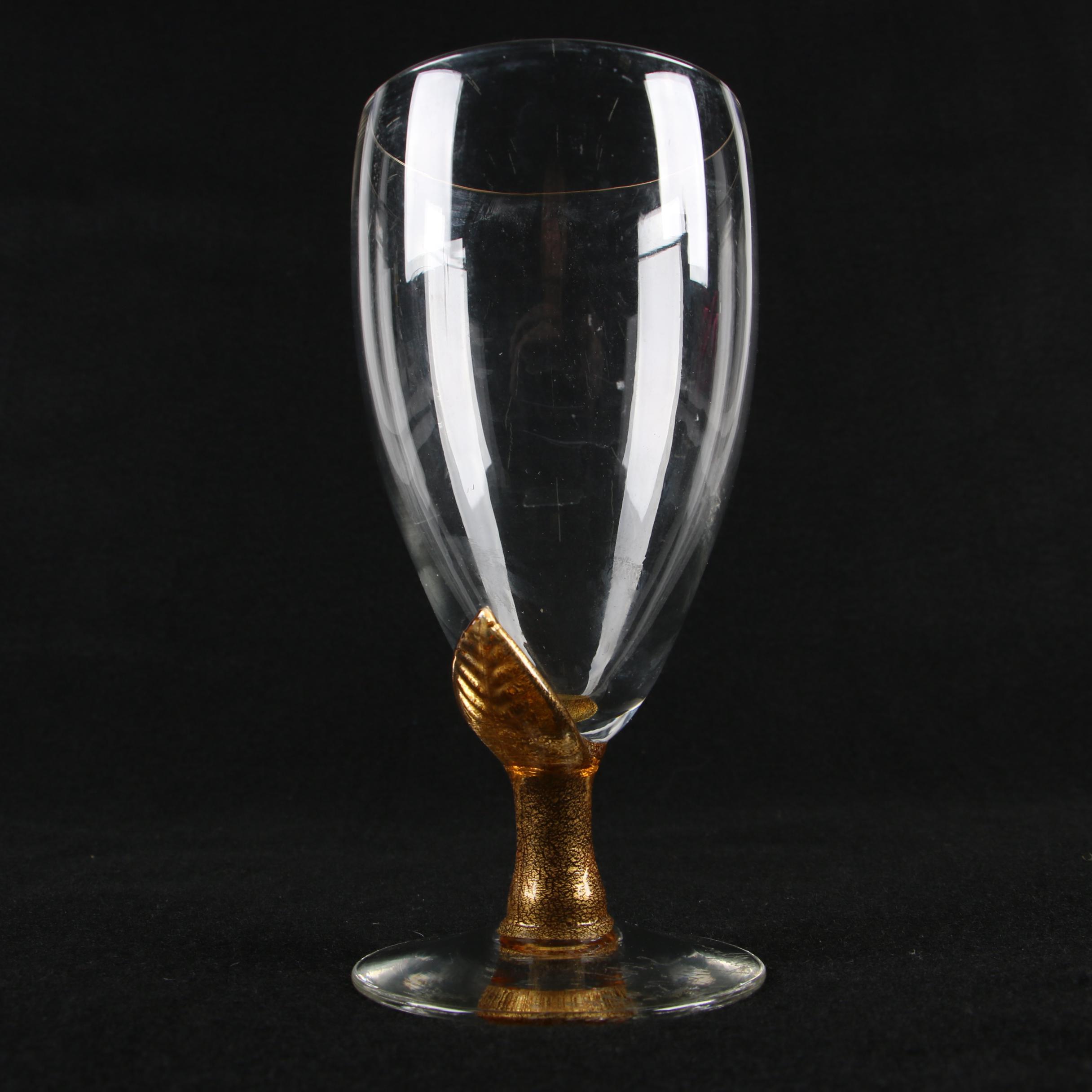 Union Street Glass Goblets with Amber Leaf Accents