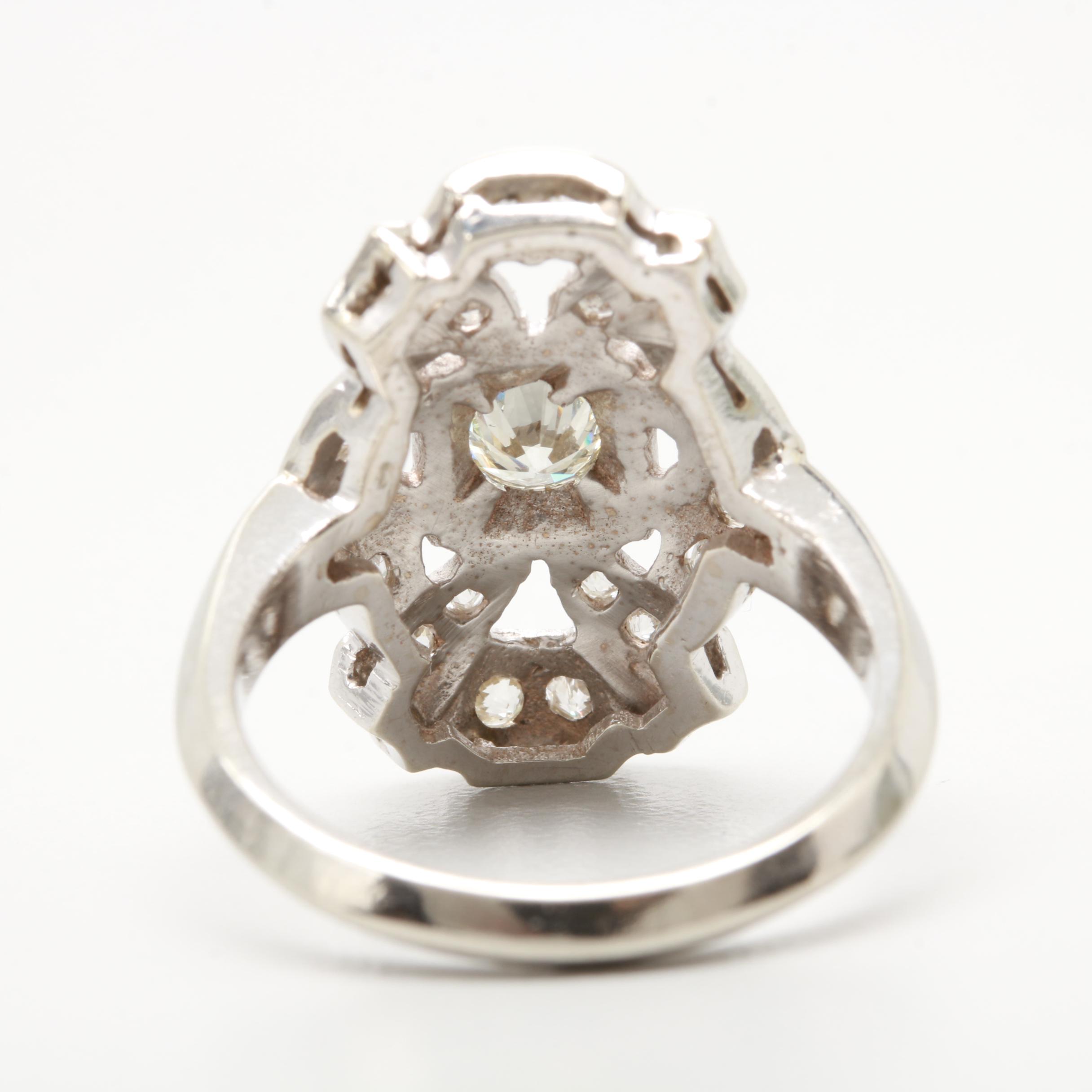 Circa 1930s-1940s 14K White Gold Diamond Ring