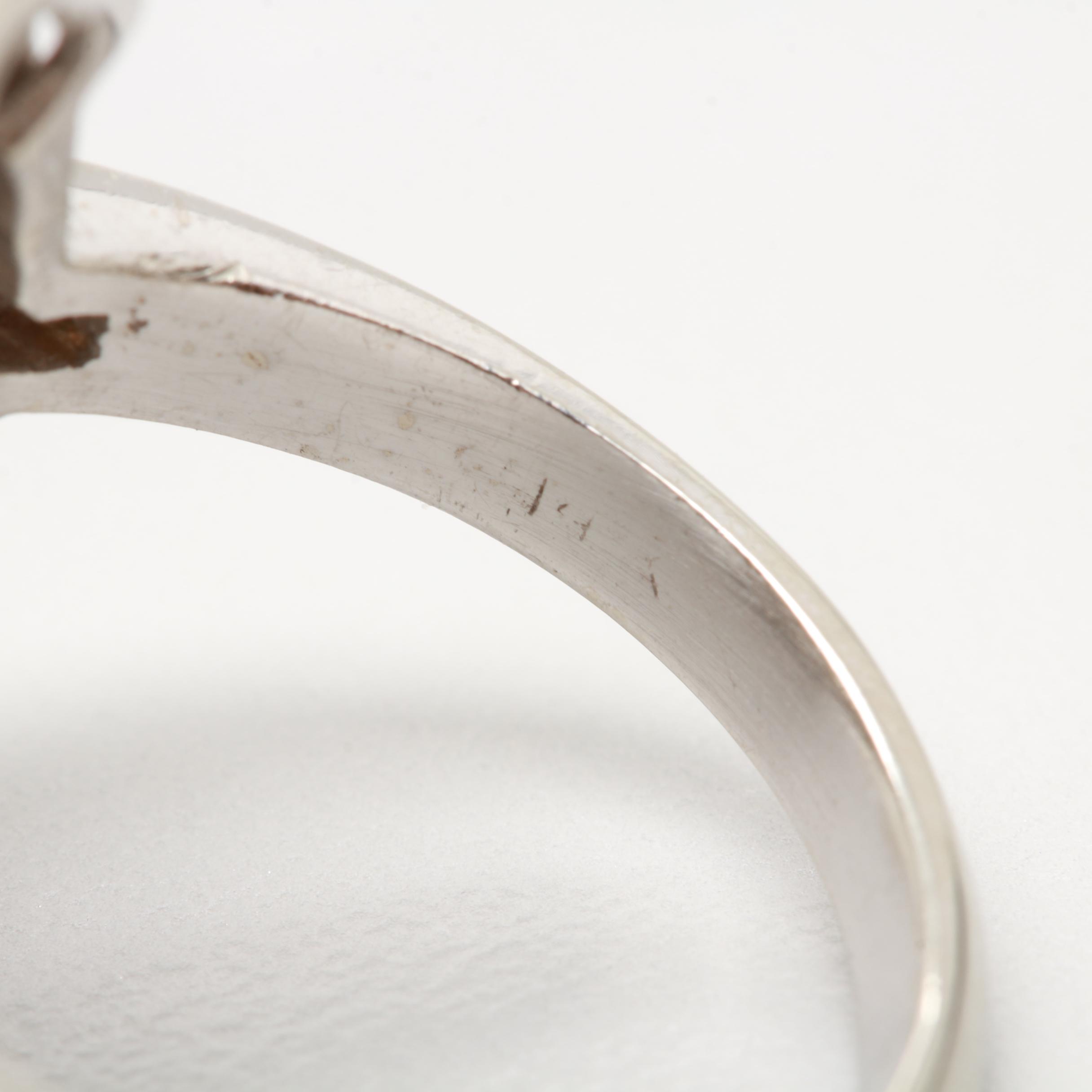 Circa 1930s-1940s 14K White Gold Diamond Ring