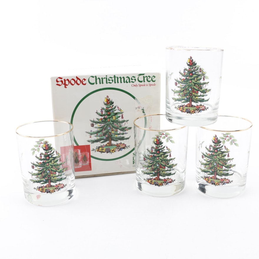 Spode "Christmas Tree" Double Old Fashioned Glasses