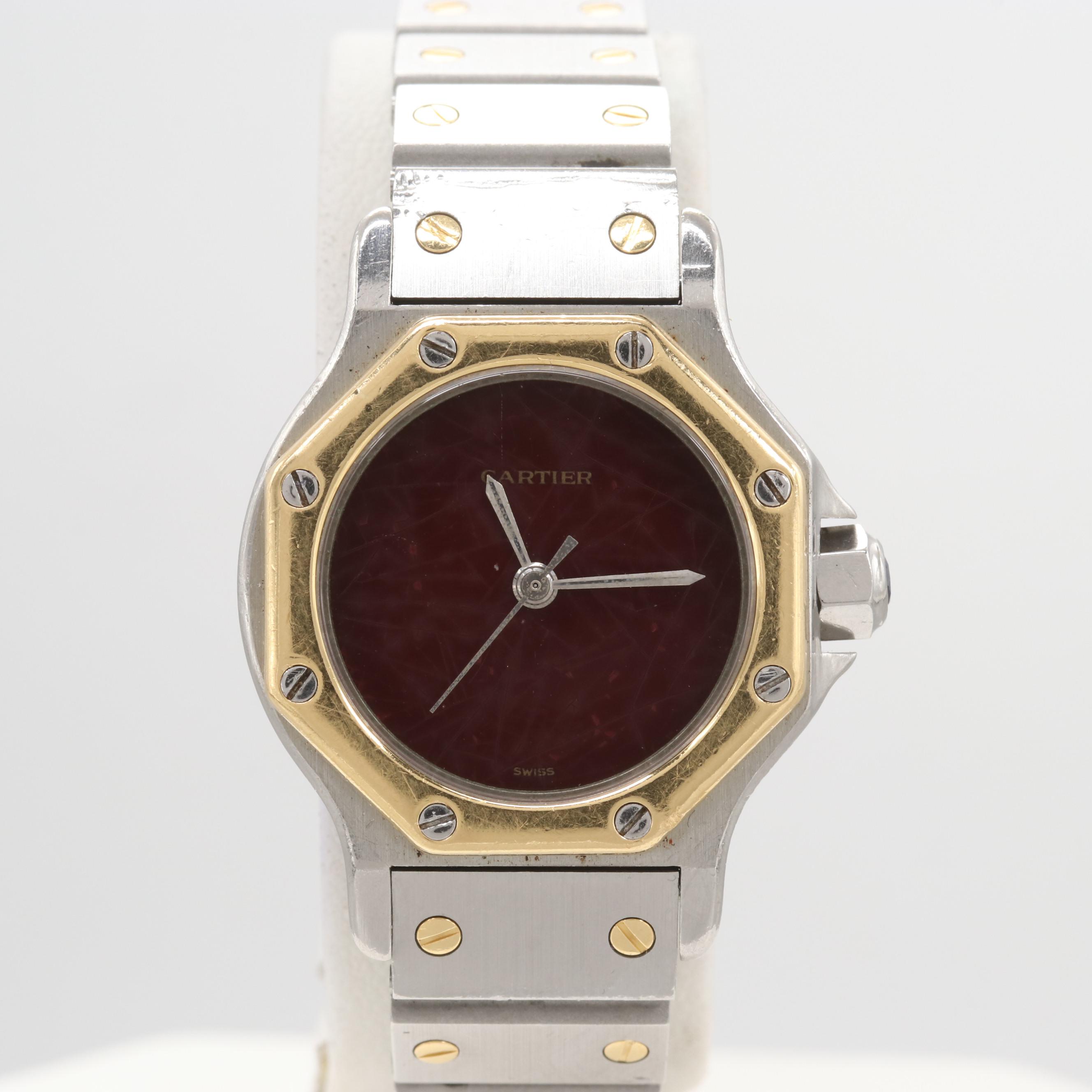 Vintage Cartier Santos Octagon Two-Tone Watch with 18K Gold Accents