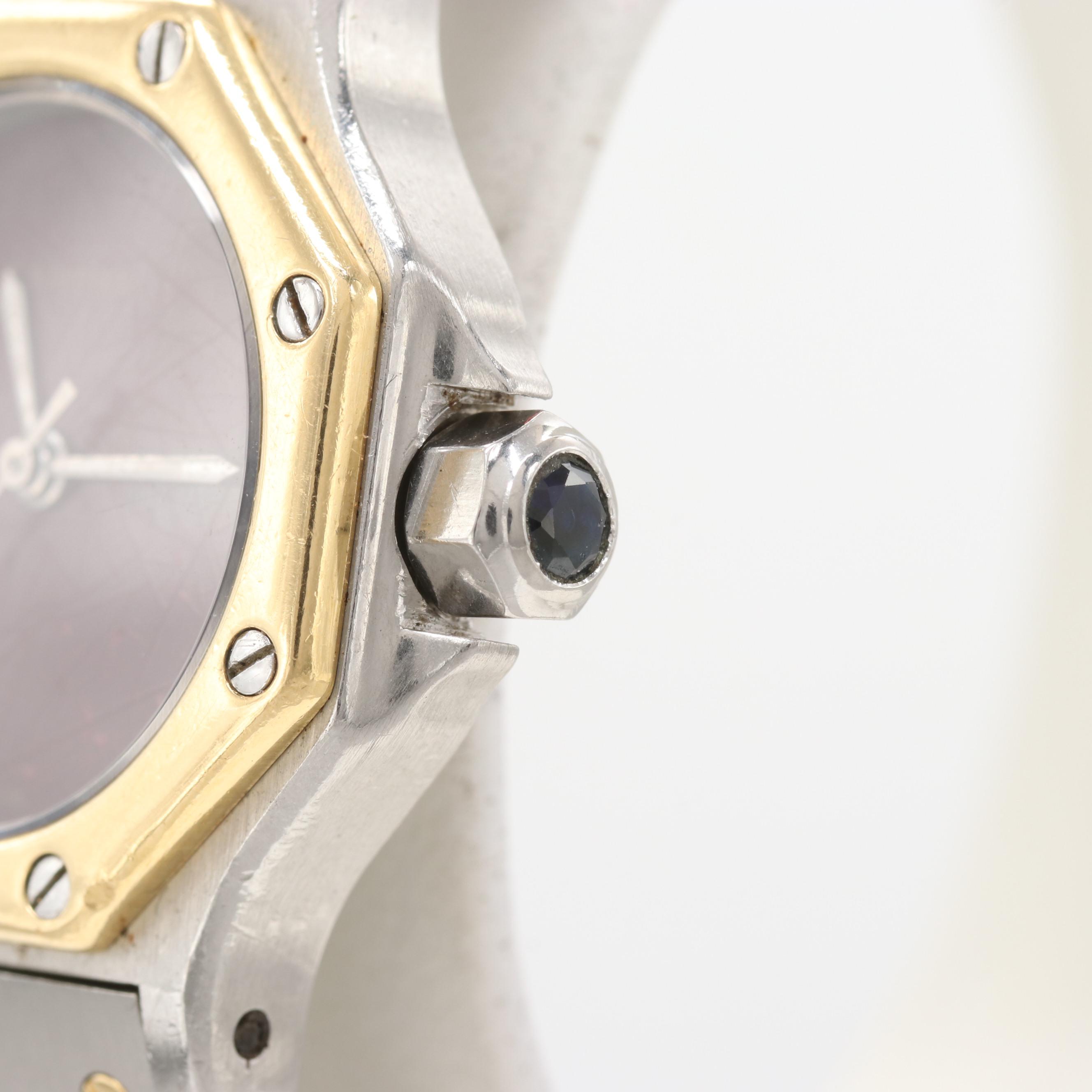 Vintage Cartier Santos Octagon Two-Tone Watch with 18K Gold Accents