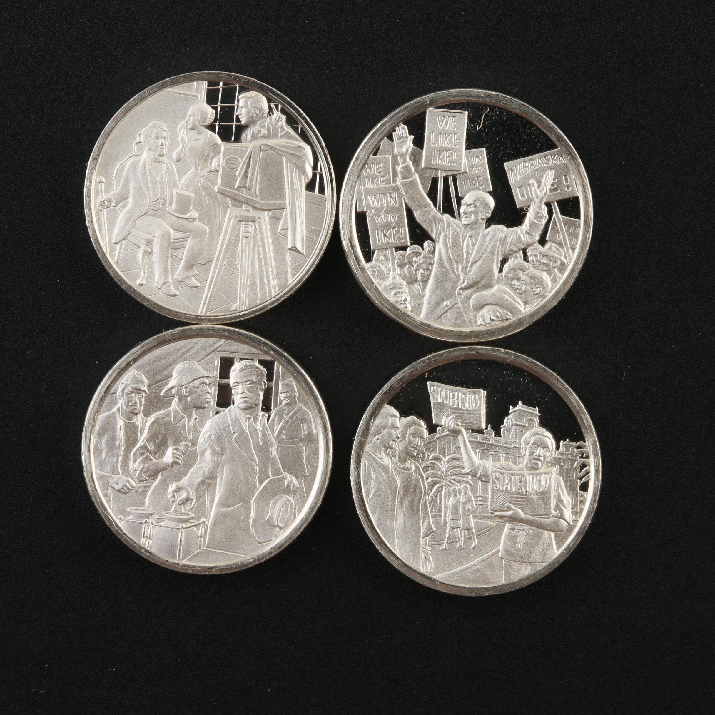 Twenty Franklin Mint "History of the United States" Miniature Silver Coins