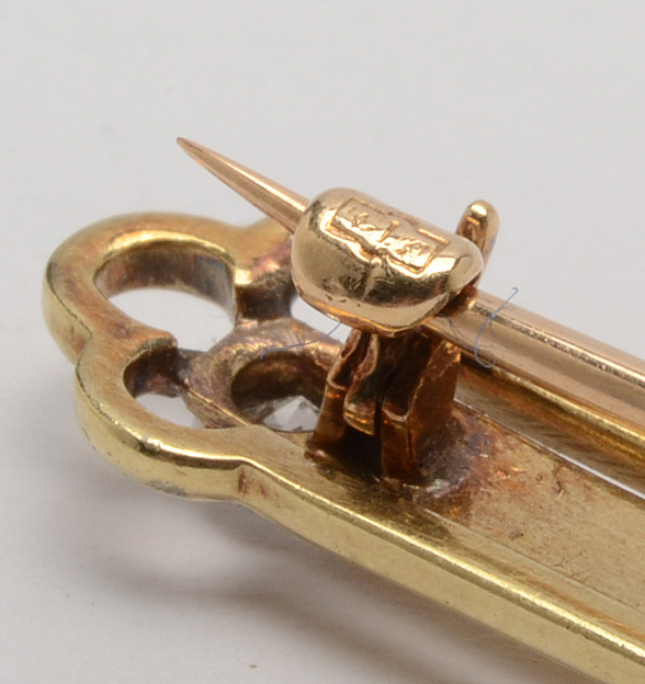 Circa 1910s 14K Yellow Gold Diamond Brooch with Platinum Accents