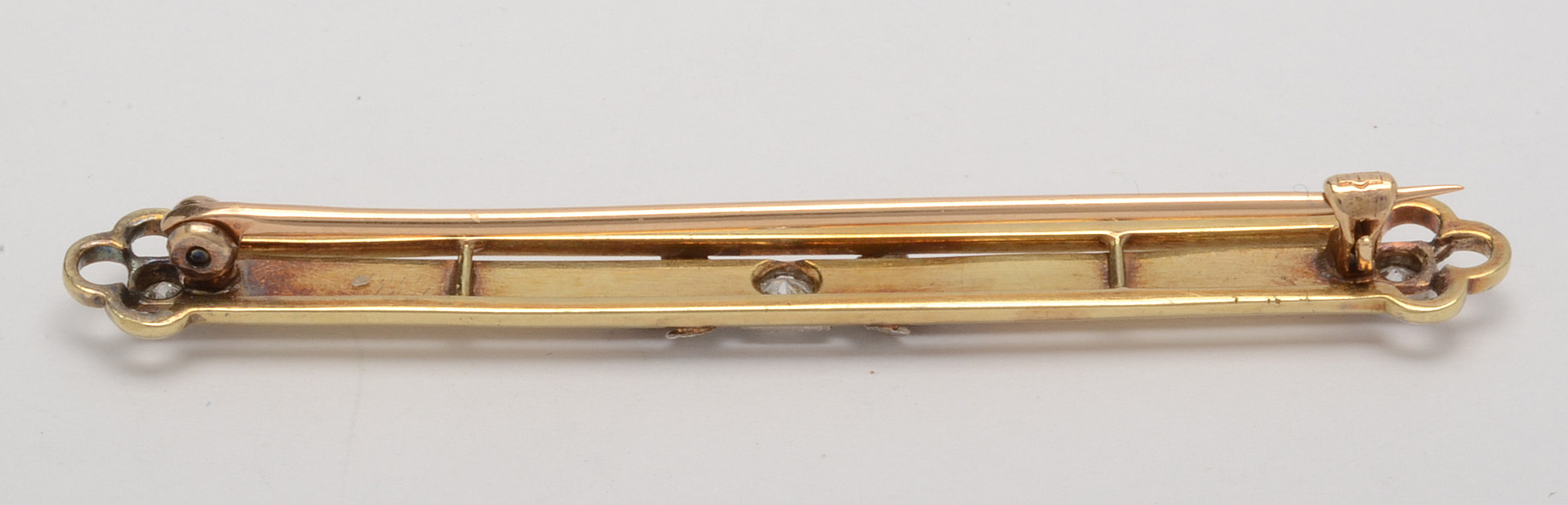 Circa 1910s 14K Yellow Gold Diamond Brooch with Platinum Accents