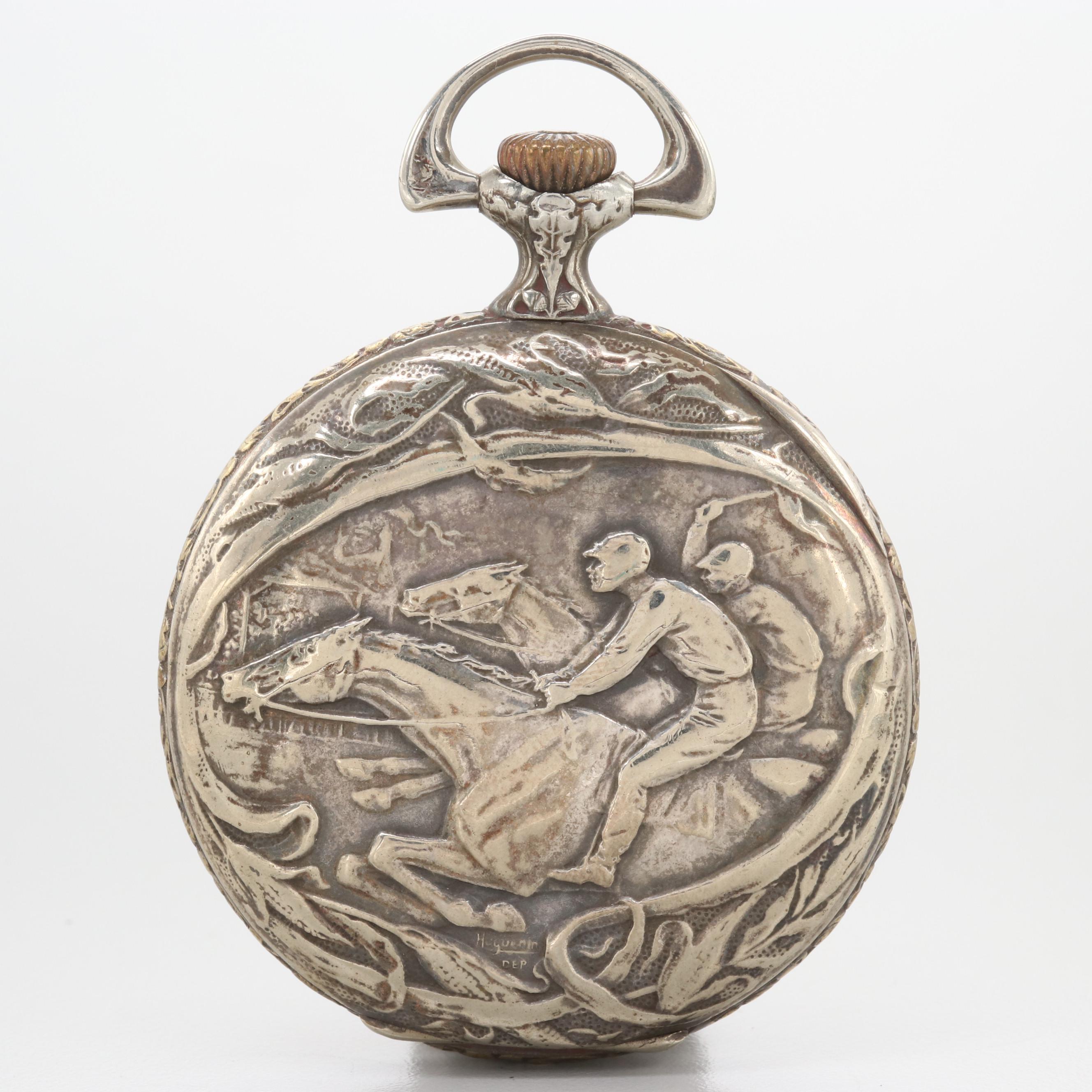 Circa 1919 Longines Pocket Watch With Hugenin Neil Method Case