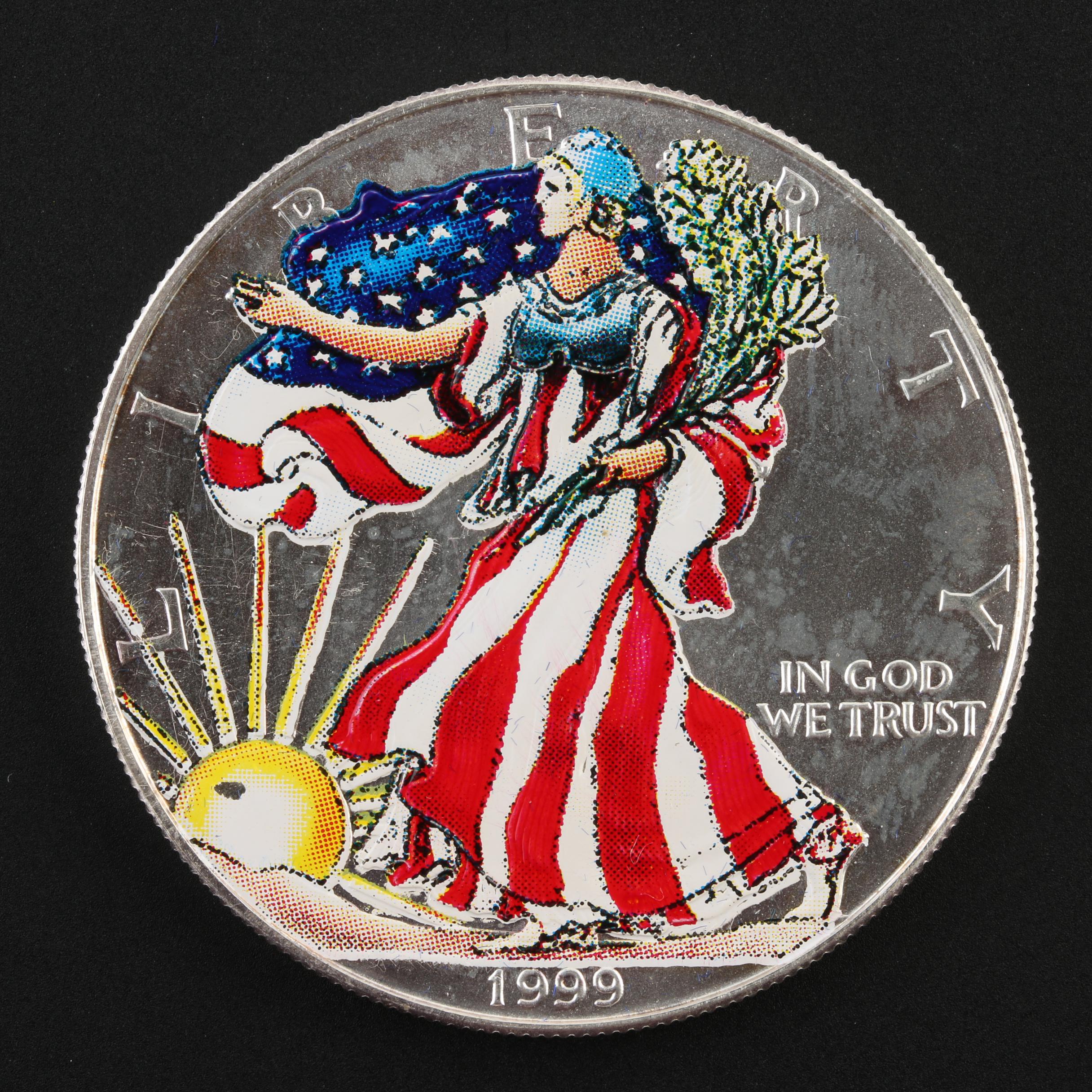 Colorized 1999 Silver American Eagle Dollar Coin