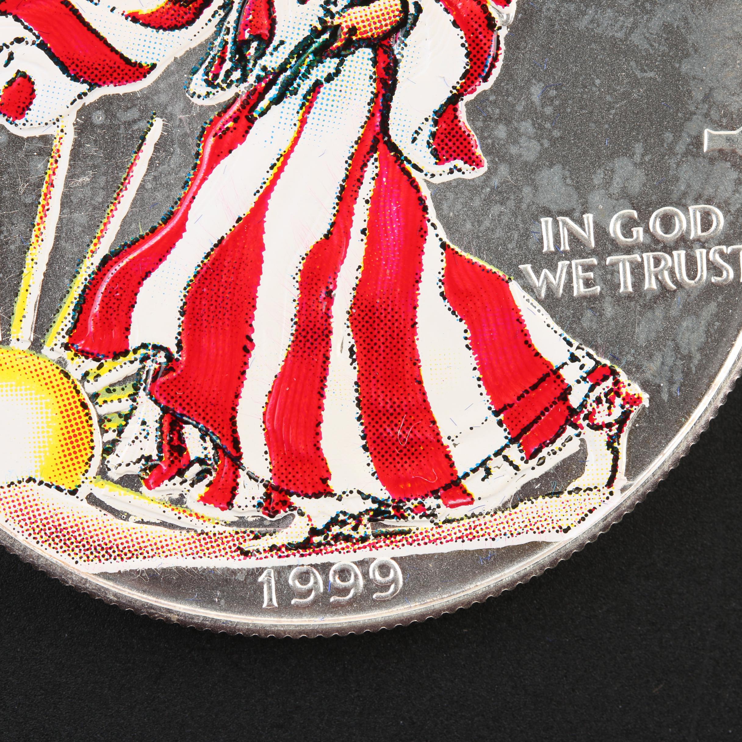 Colorized 1999 Silver American Eagle Dollar Coin