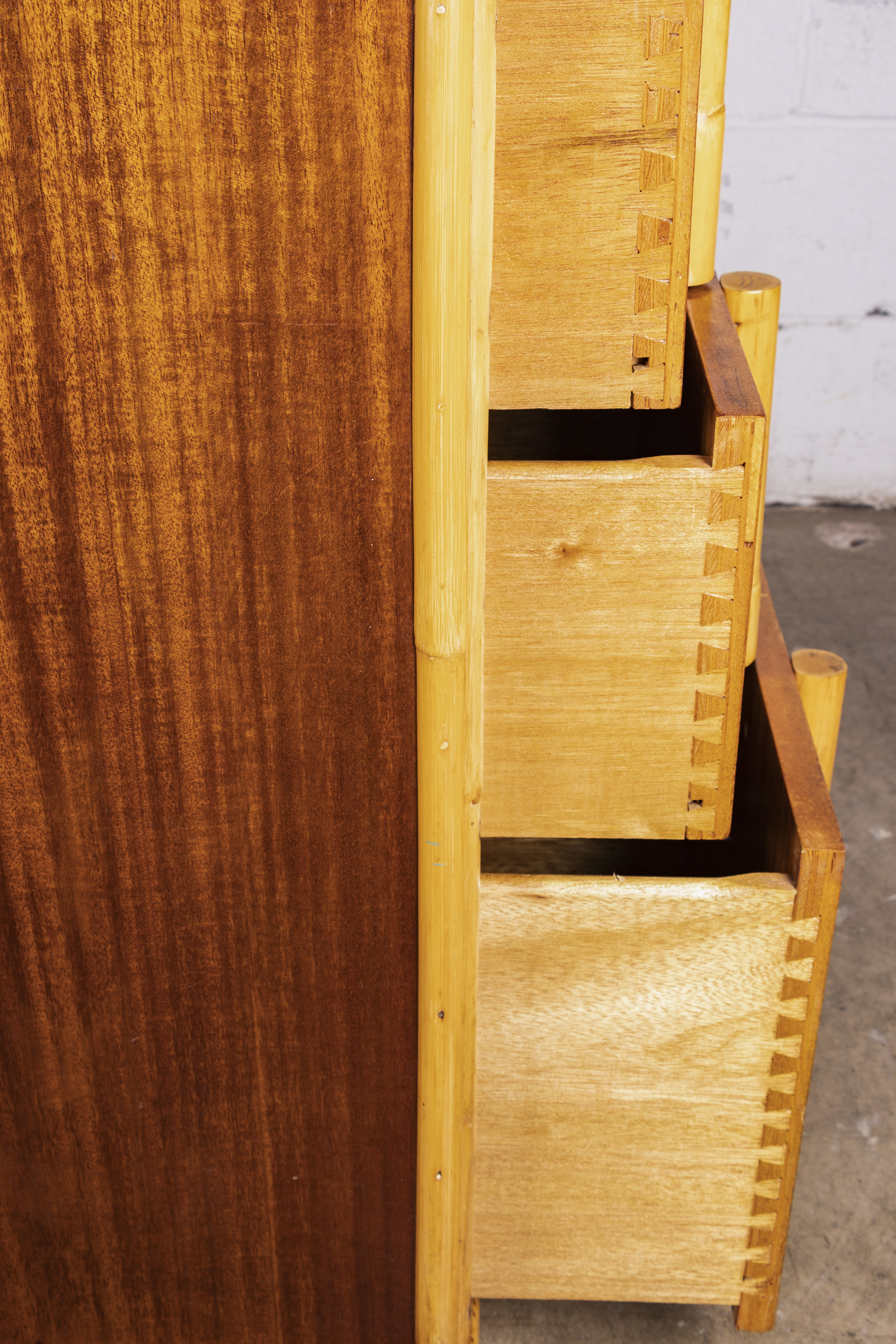 Mid Century Modern Style Teak and Rattan Desk by Tropitan, Mid- 20th Century