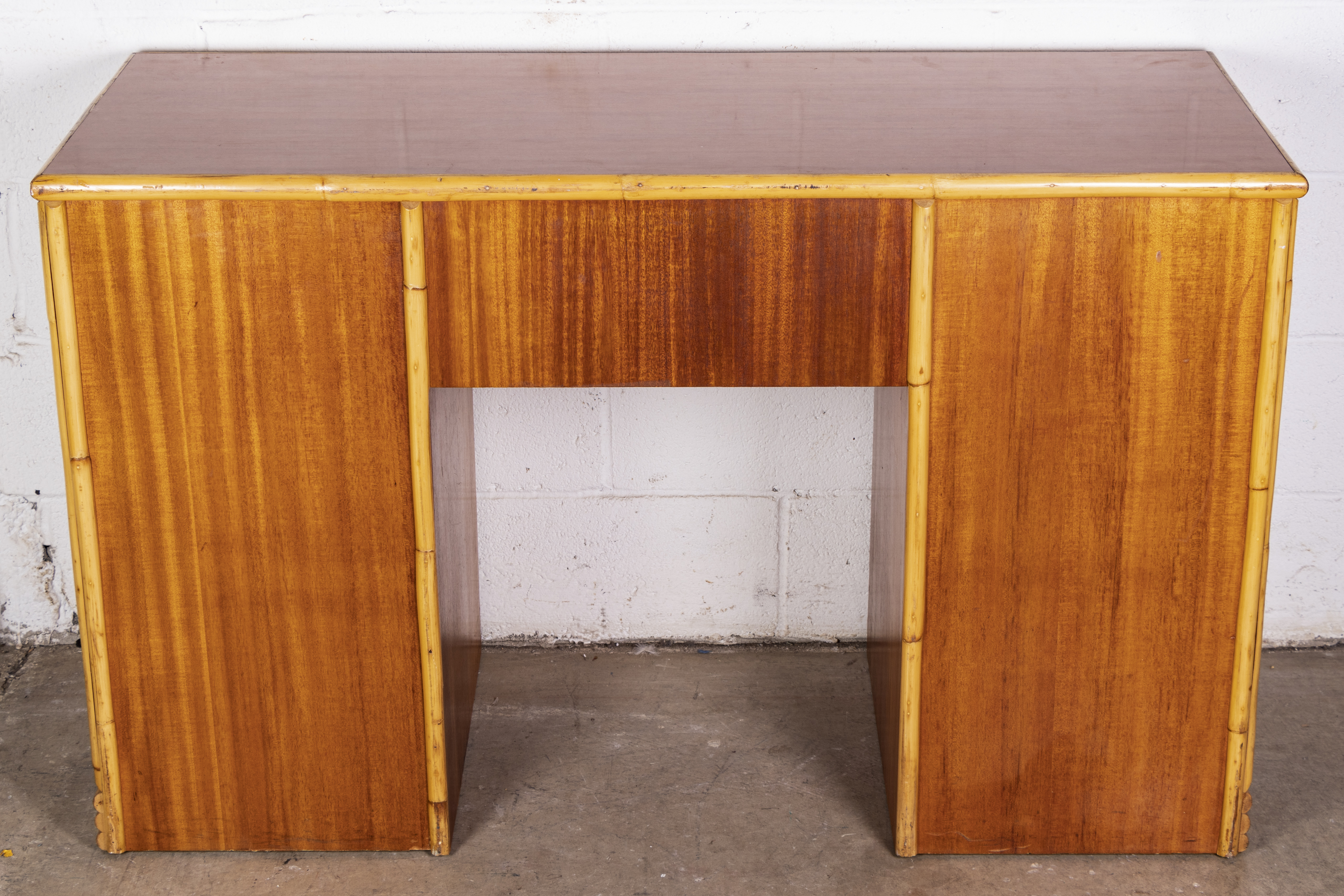 Mid Century Modern Style Teak and Rattan Desk by Tropitan, Mid- 20th Century