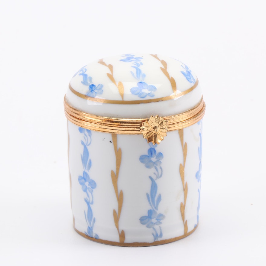 French Chamart Hand-Painted Porcelain Trinket Box
