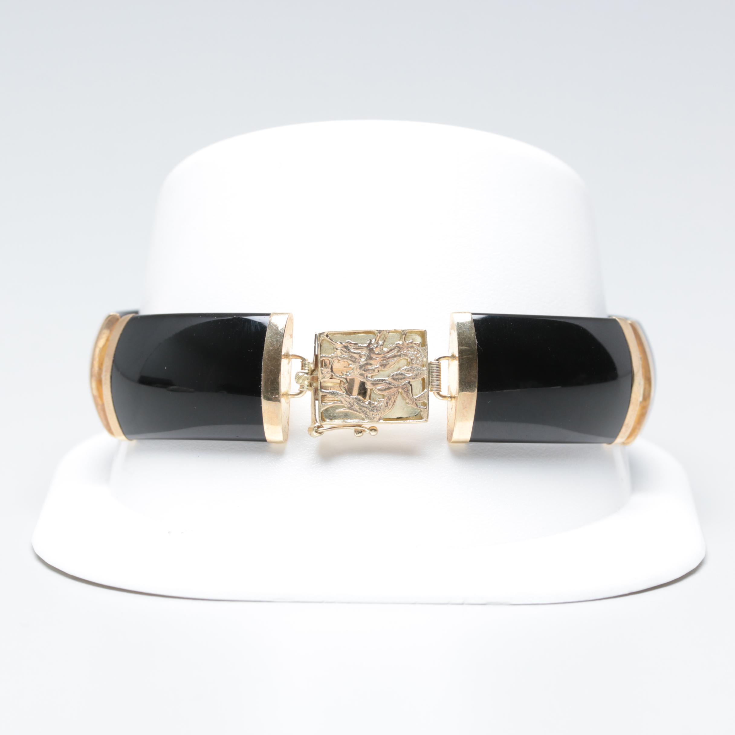 14K Yellow Gold Black Onyx Bracelet