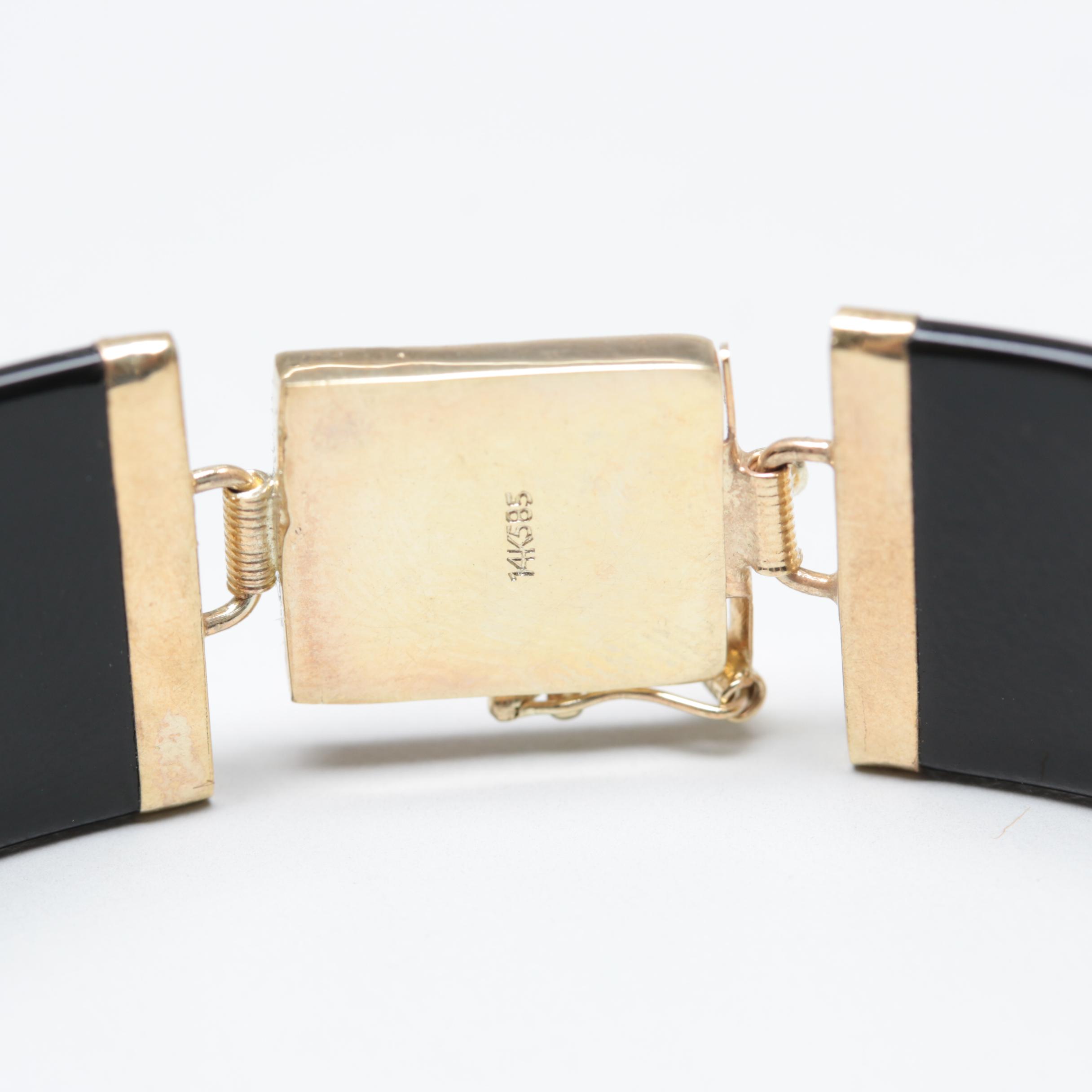 14K Yellow Gold Black Onyx Bracelet