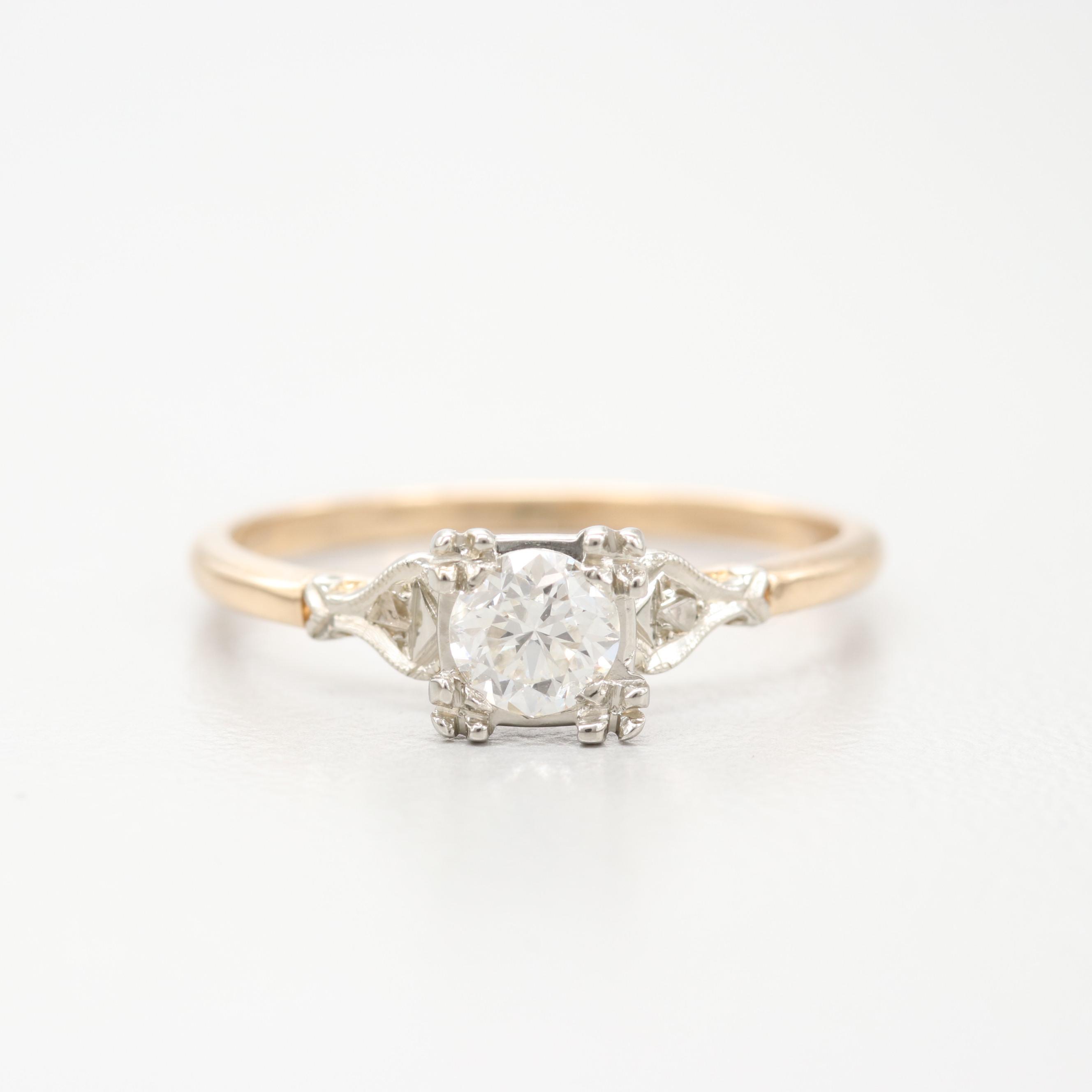 14K Yellow and 14K White Gold Diamond Ring