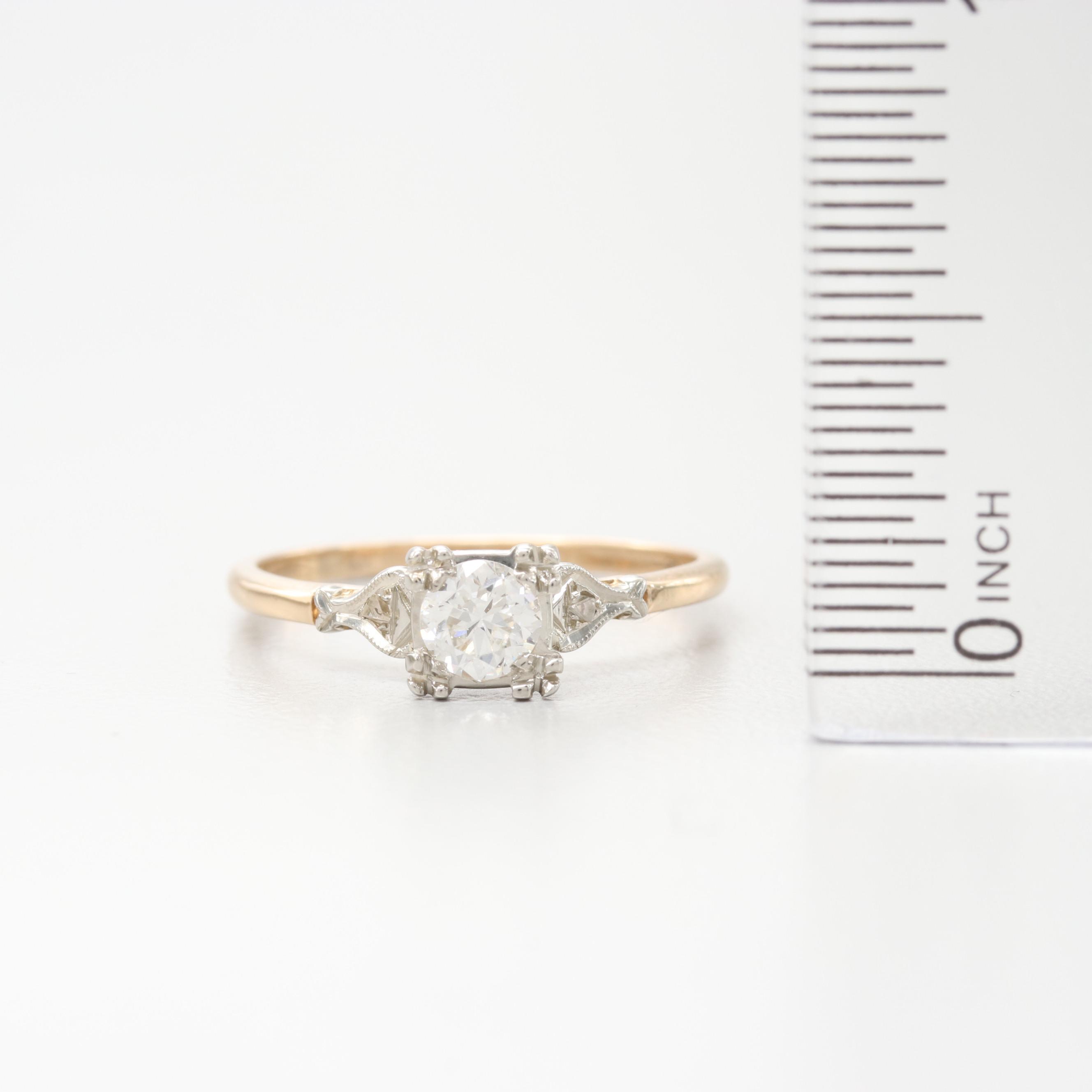 14K Yellow and 14K White Gold Diamond Ring