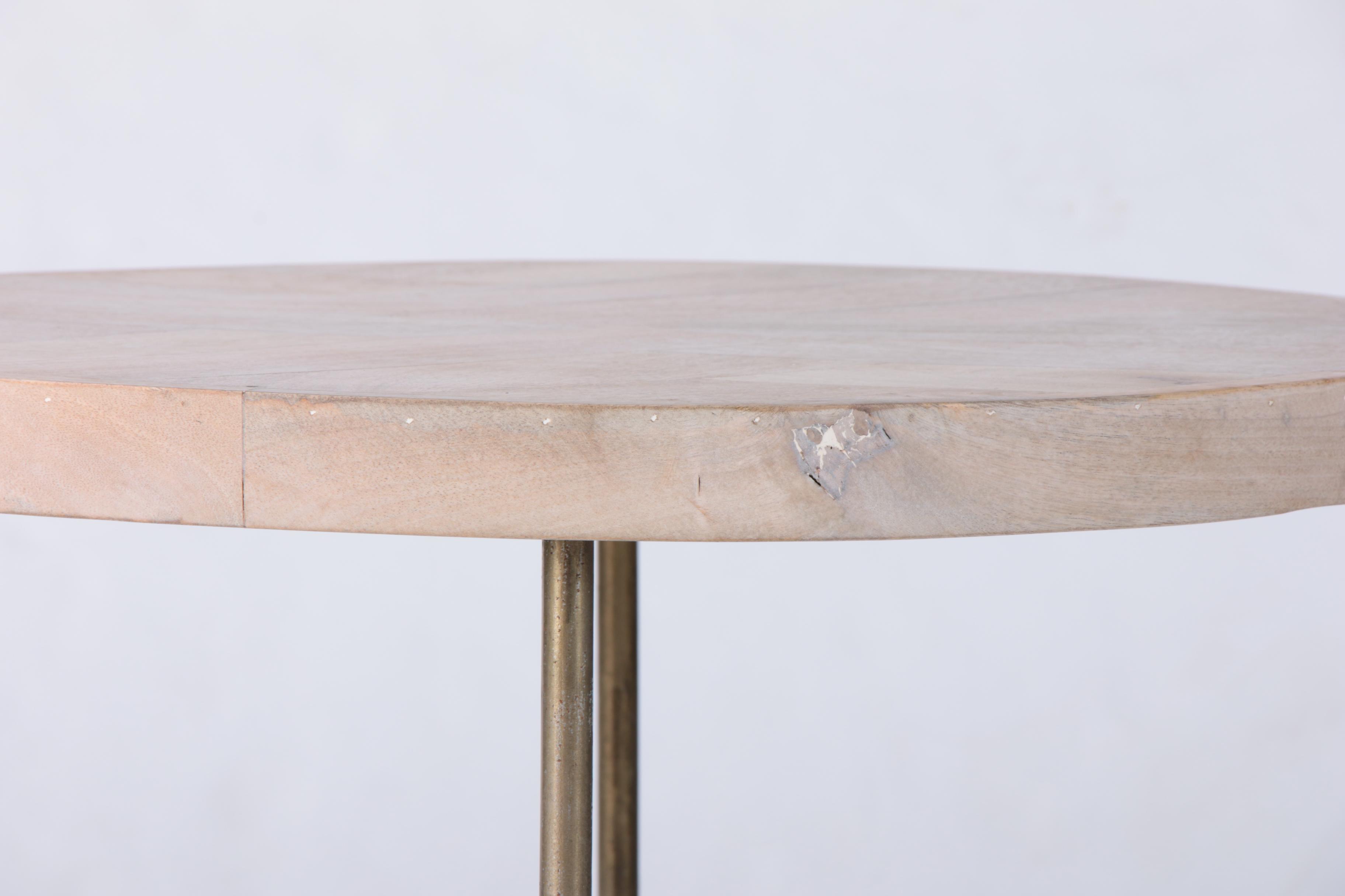 Contemporary Wood and Brass "Flourish" Side Tables