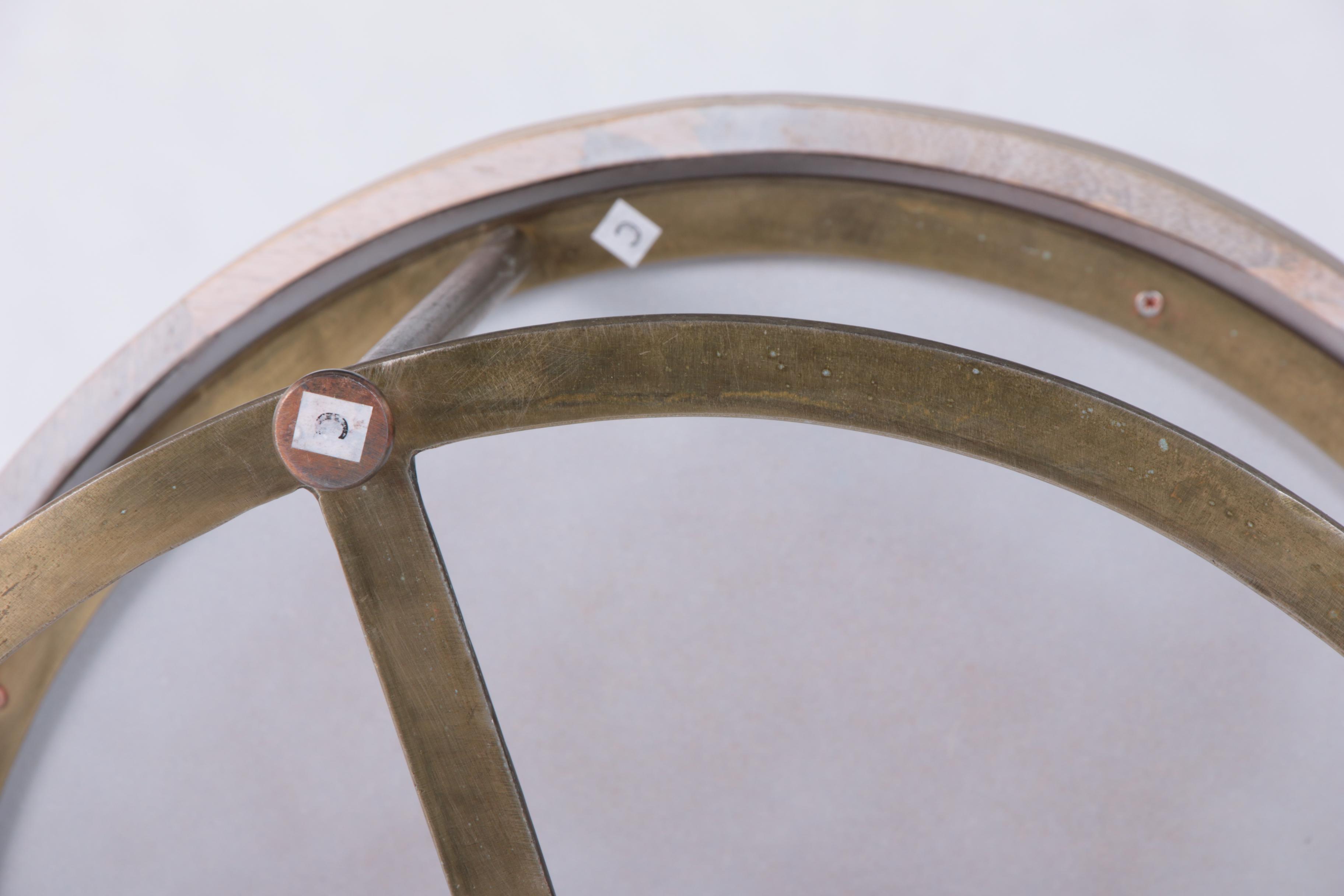 Contemporary Wood and Brass "Flourish" Side Tables