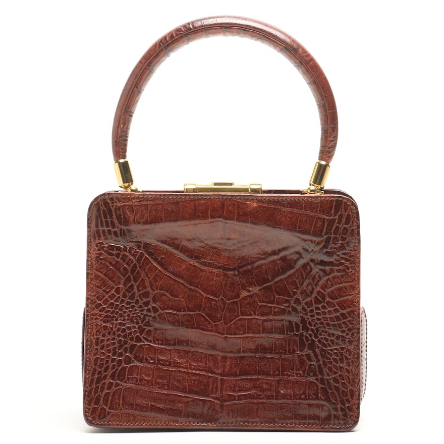 Vintage Valentino Garavani Crocodile Leather Frame Bag