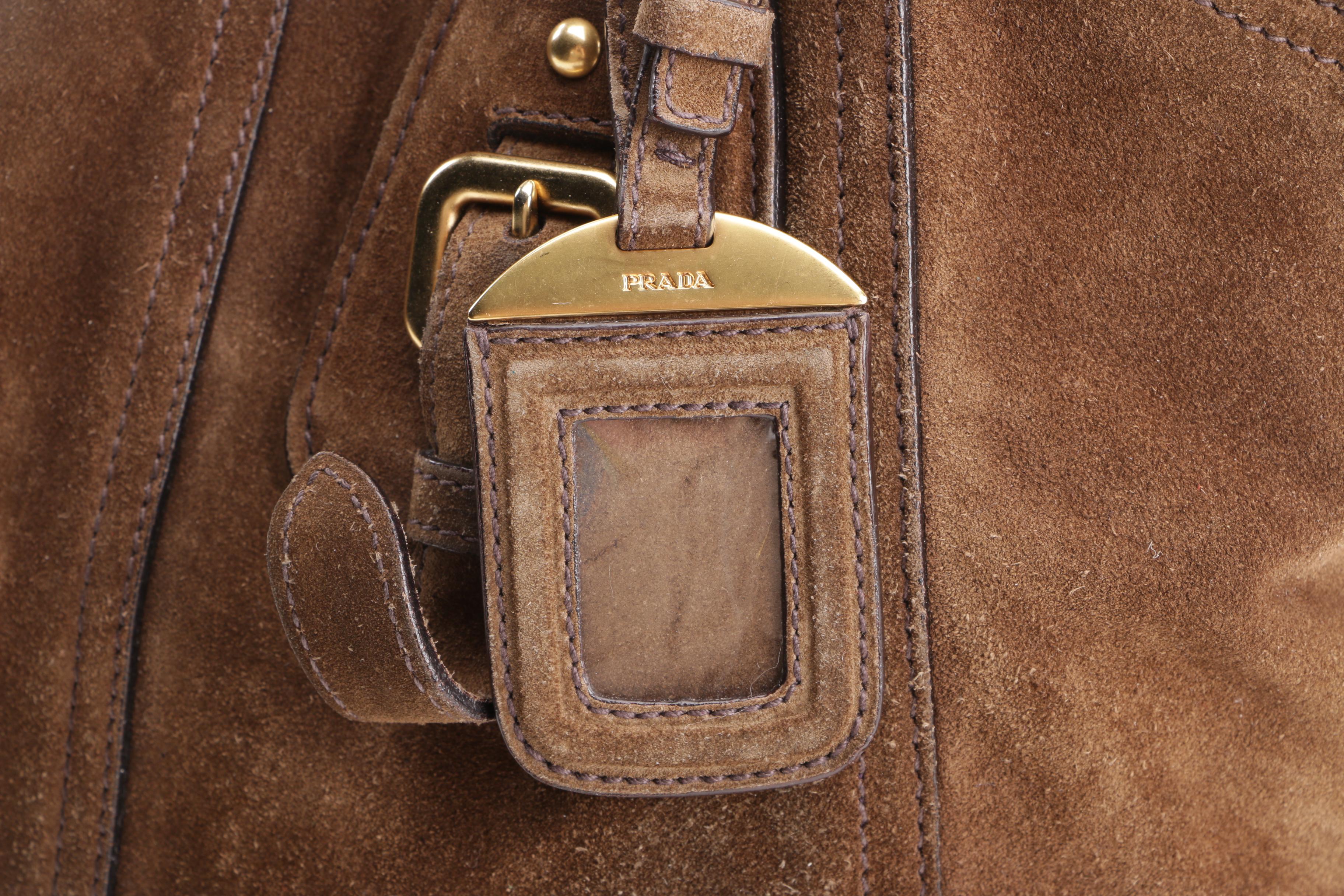 Prada Brown Suede Large Satchel