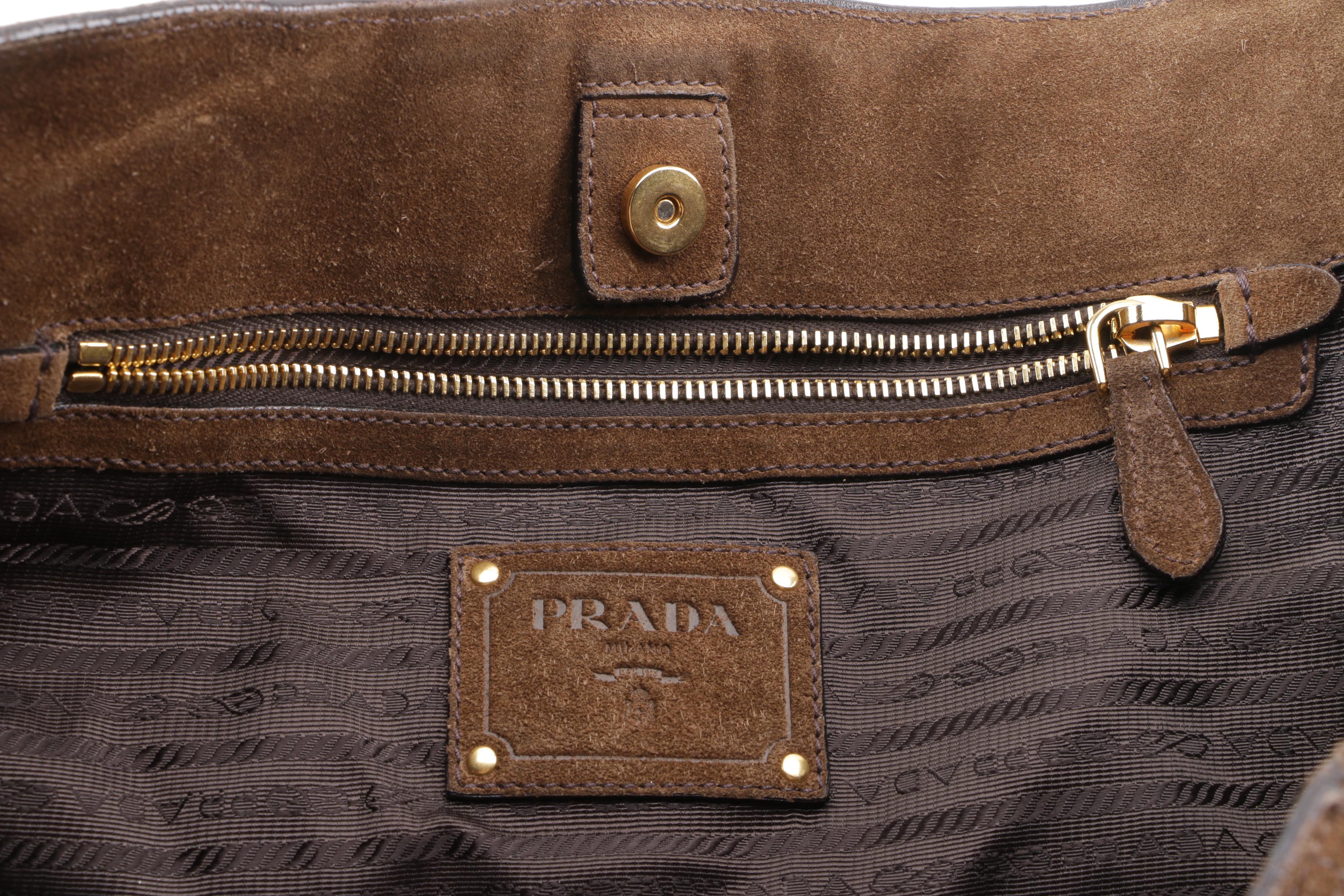 Prada Brown Suede Large Satchel