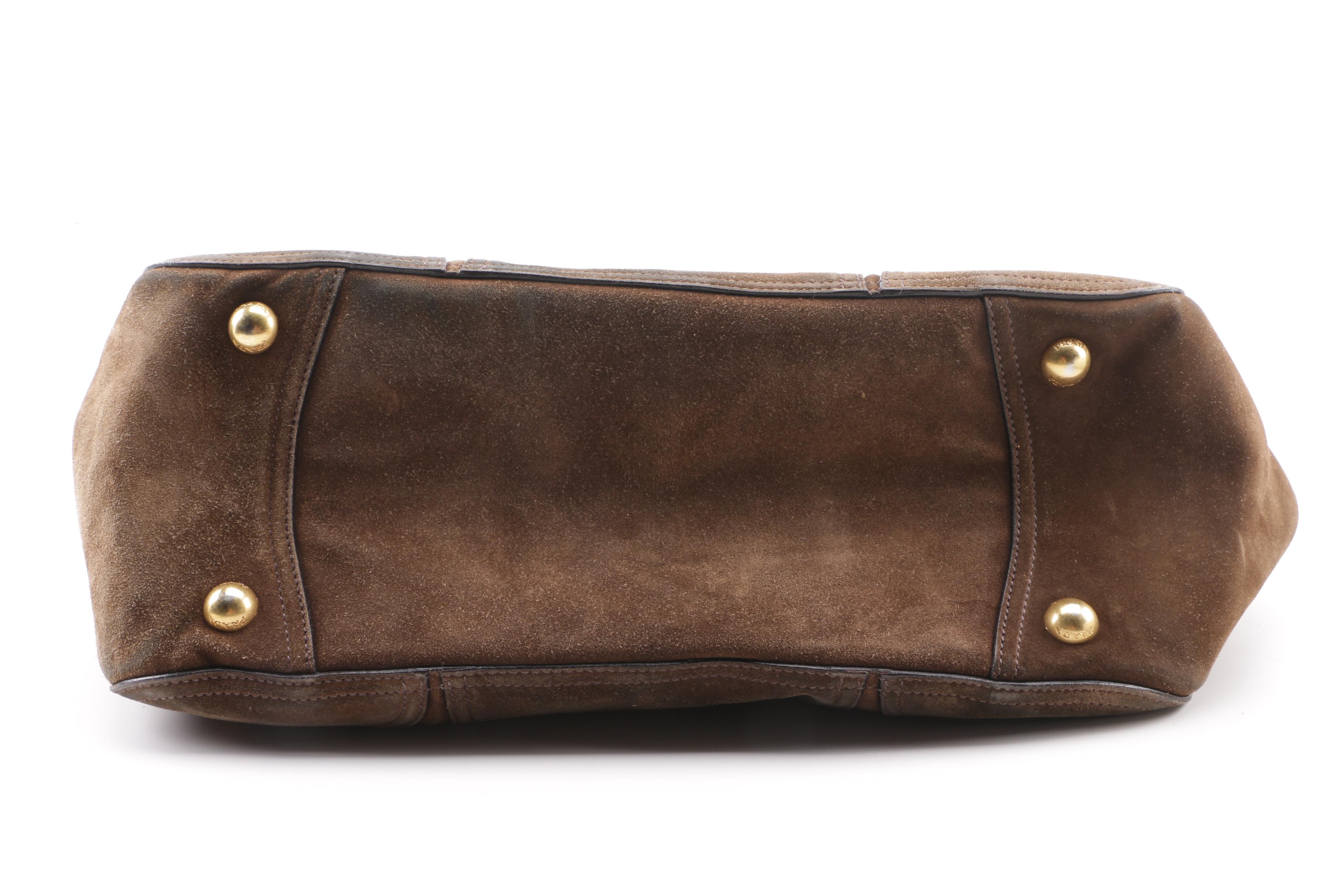 Prada Brown Suede Large Satchel