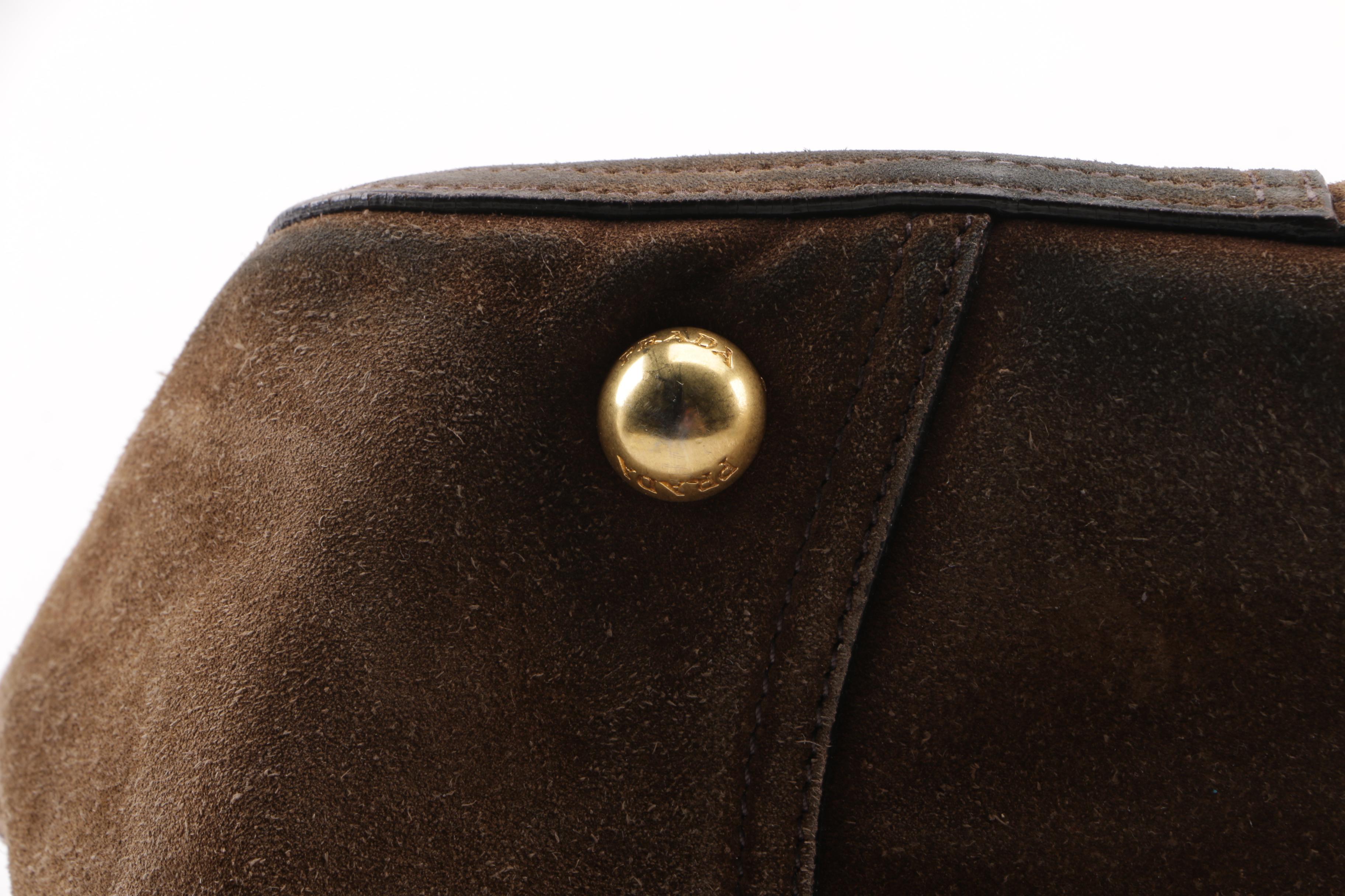 Prada Brown Suede Large Satchel