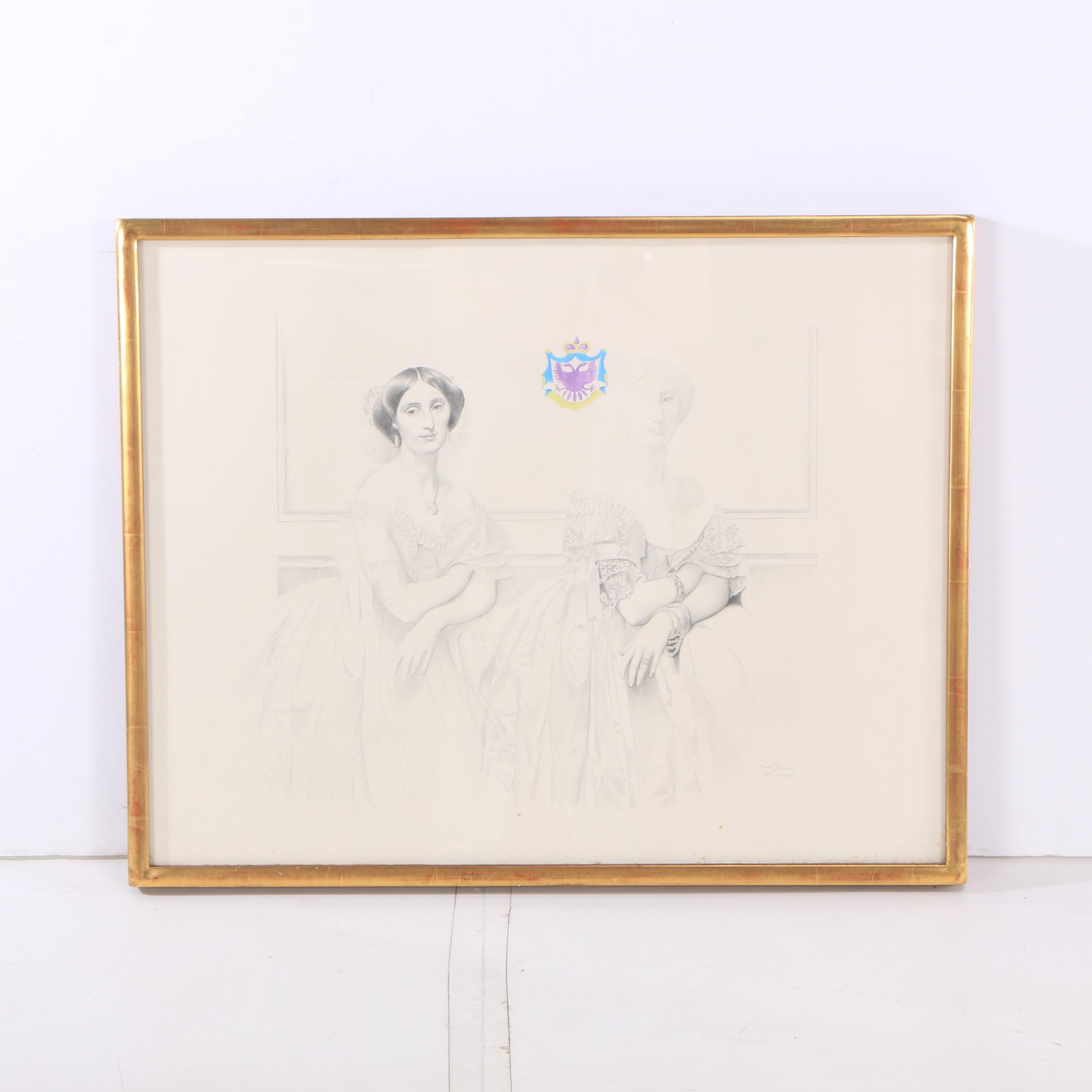 Santé Graziani Drawing "The Princess, After Ingres"