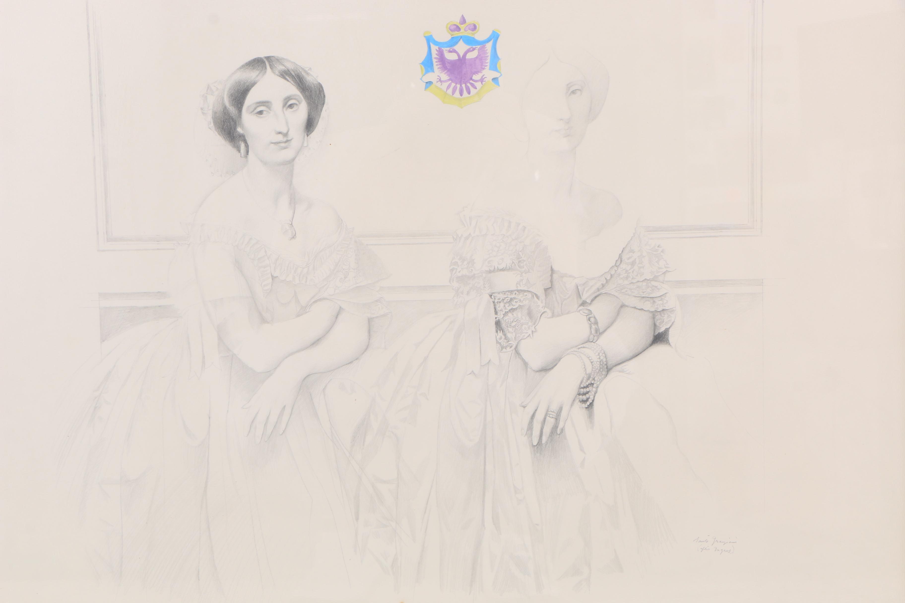 Santé Graziani Drawing "The Princess, After Ingres"