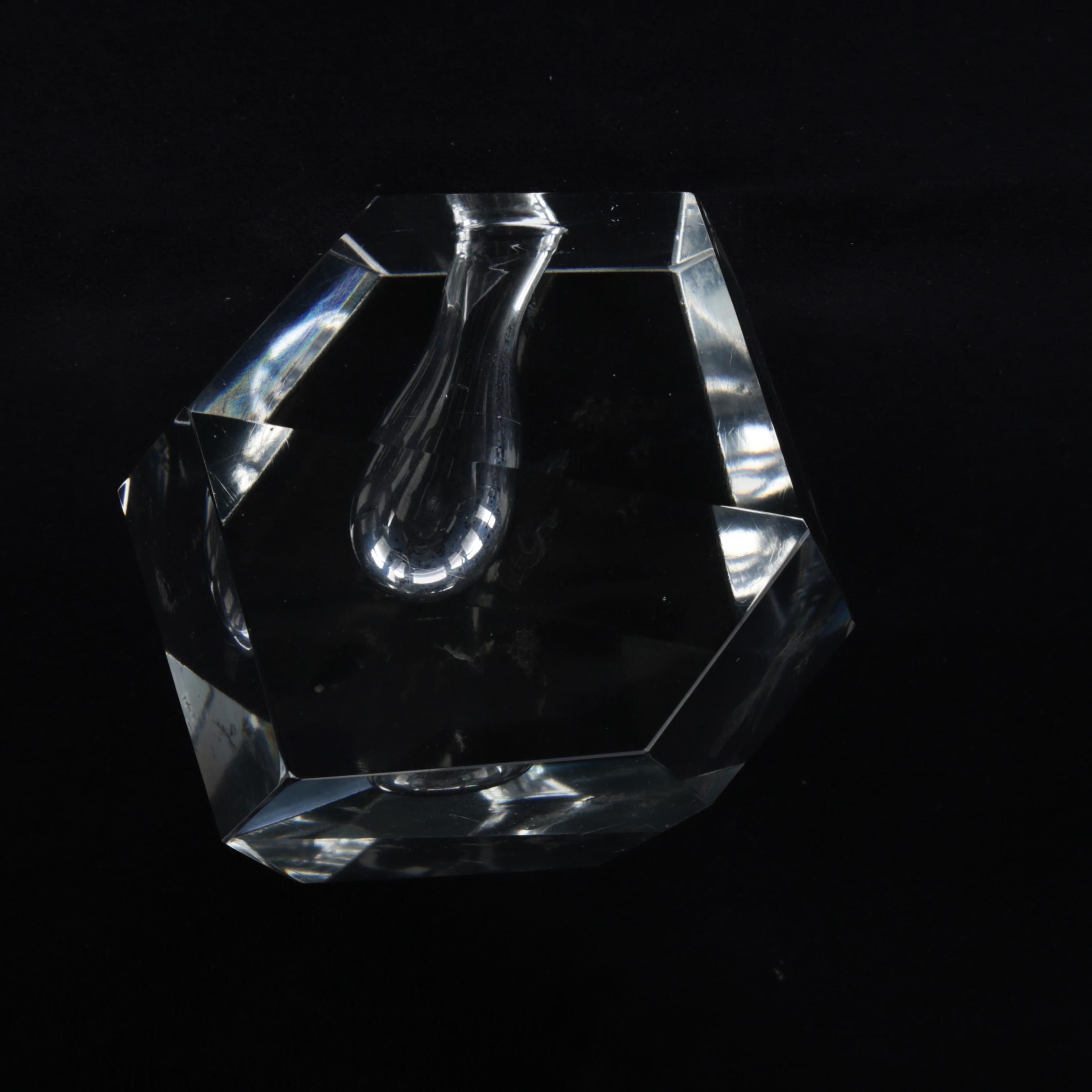 Faceted Crystal Paperweight Pen Holder