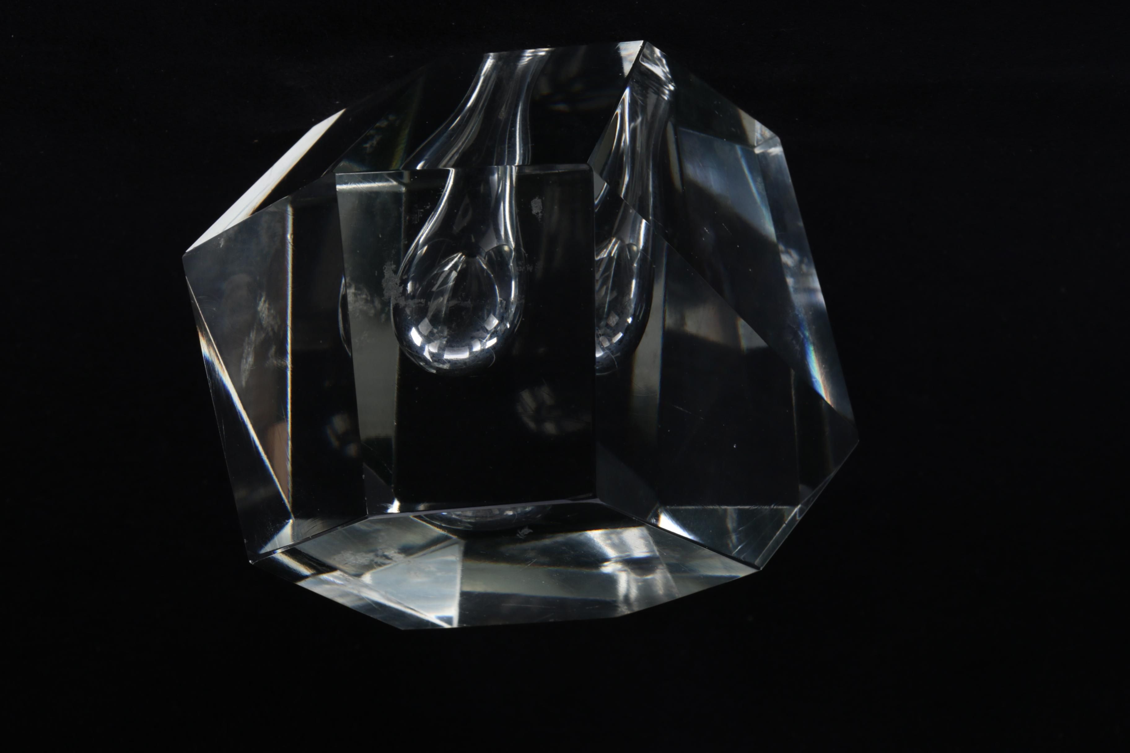 Faceted Crystal Paperweight Pen Holder