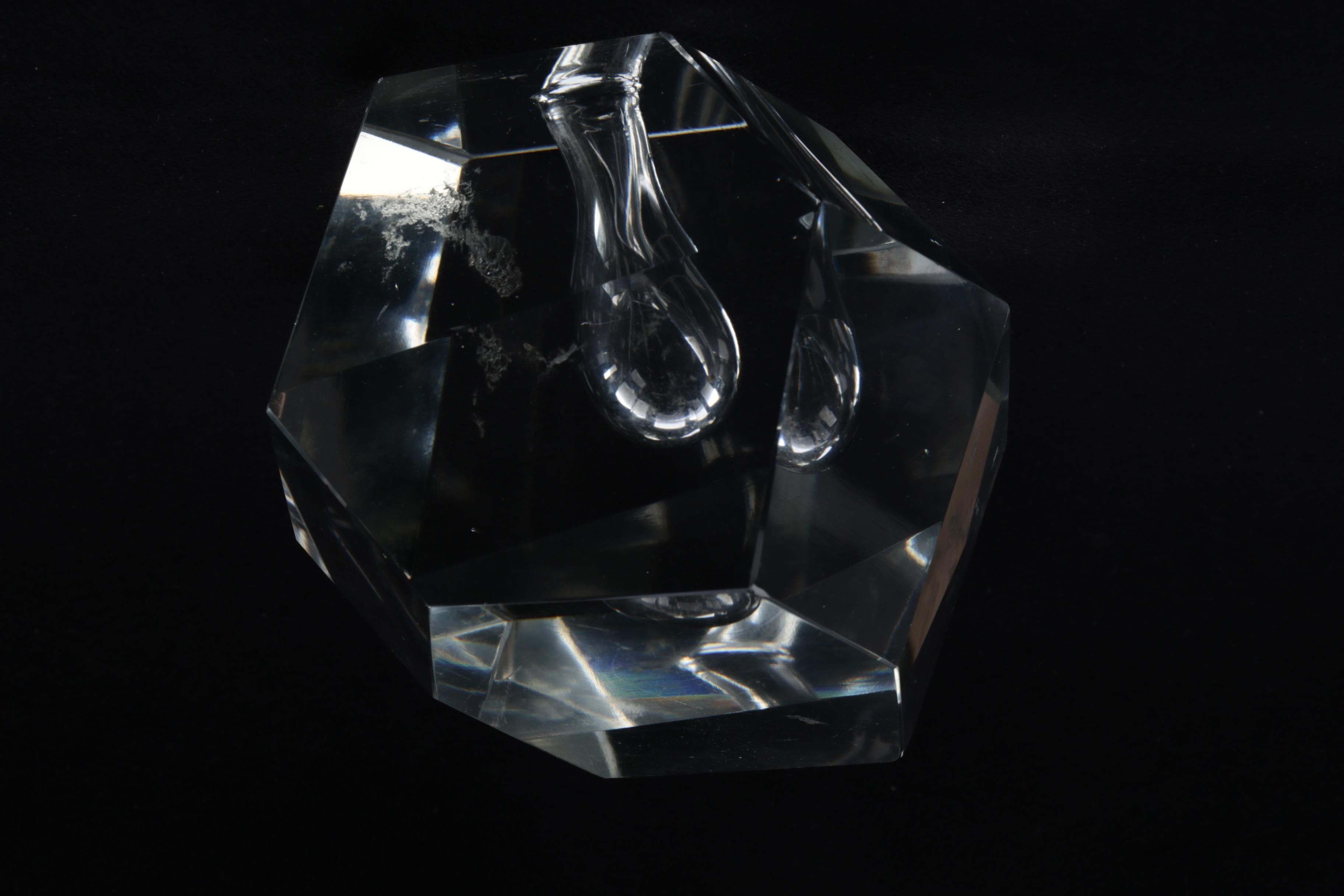 Faceted Crystal Paperweight Pen Holder
