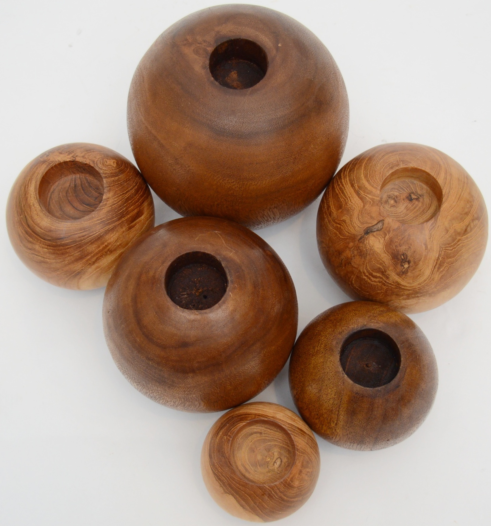 Turned Wood Orb Candle Holders