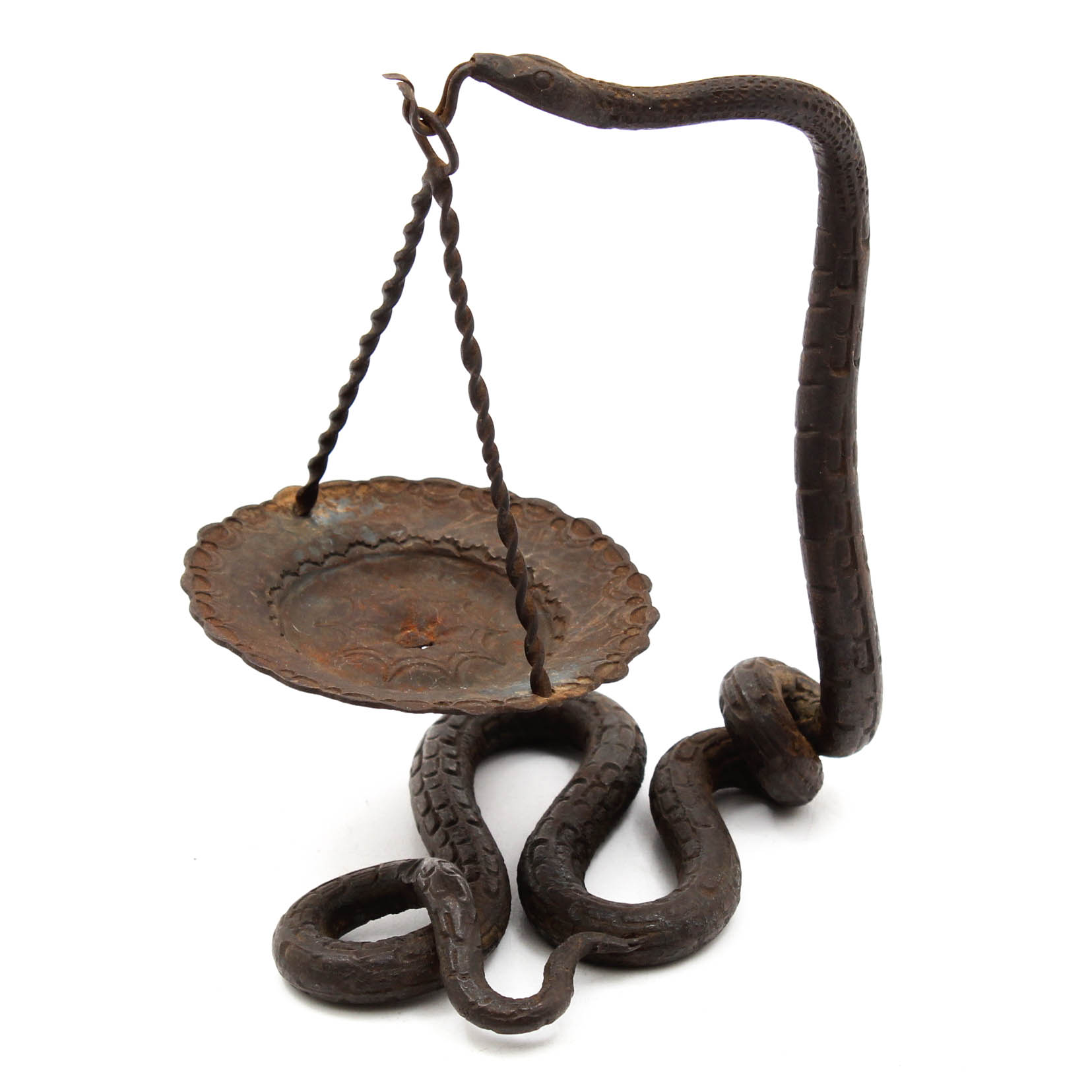 Cast Metal Writhing Snake Incense Burner