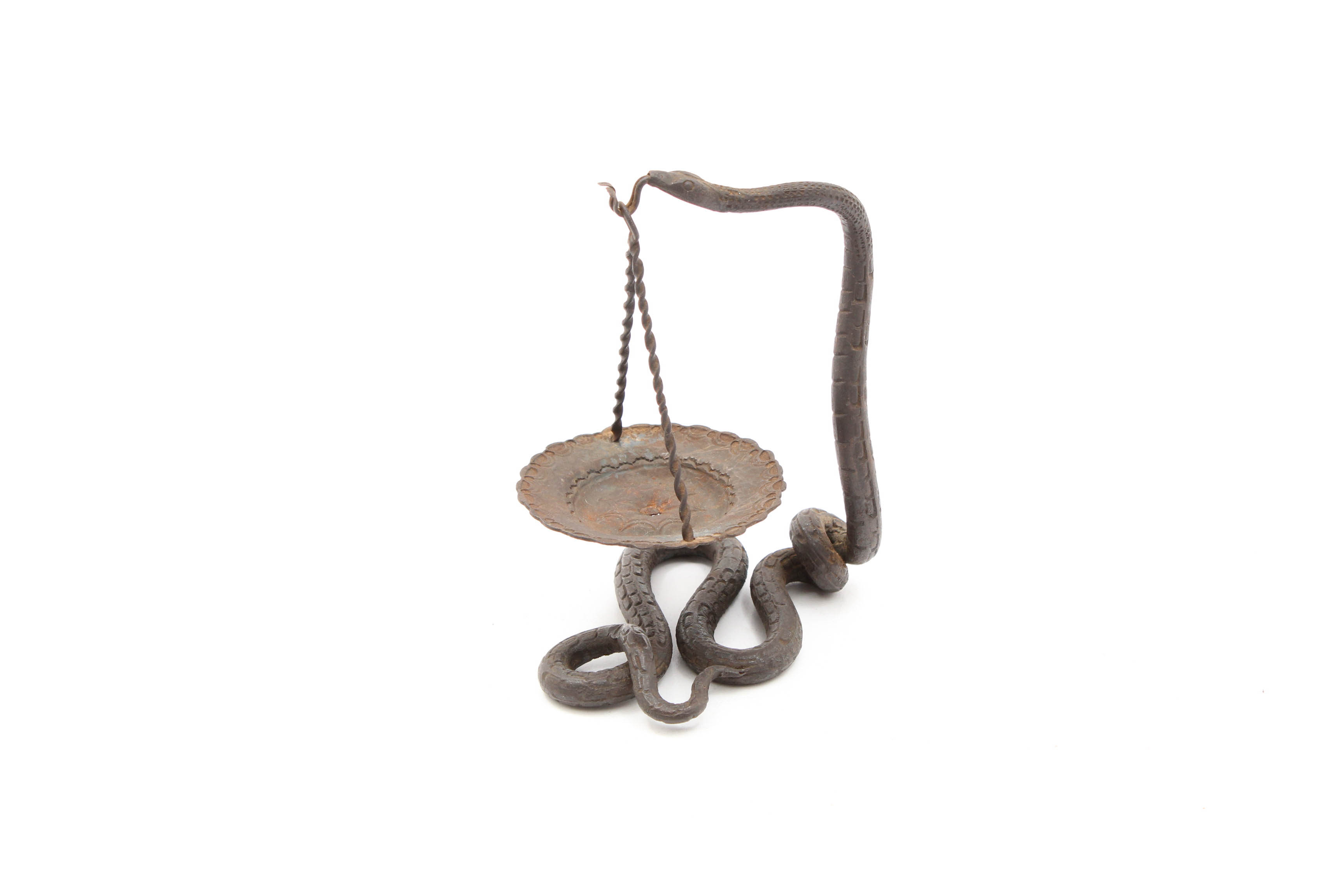 Cast Metal Writhing Snake Incense Burner