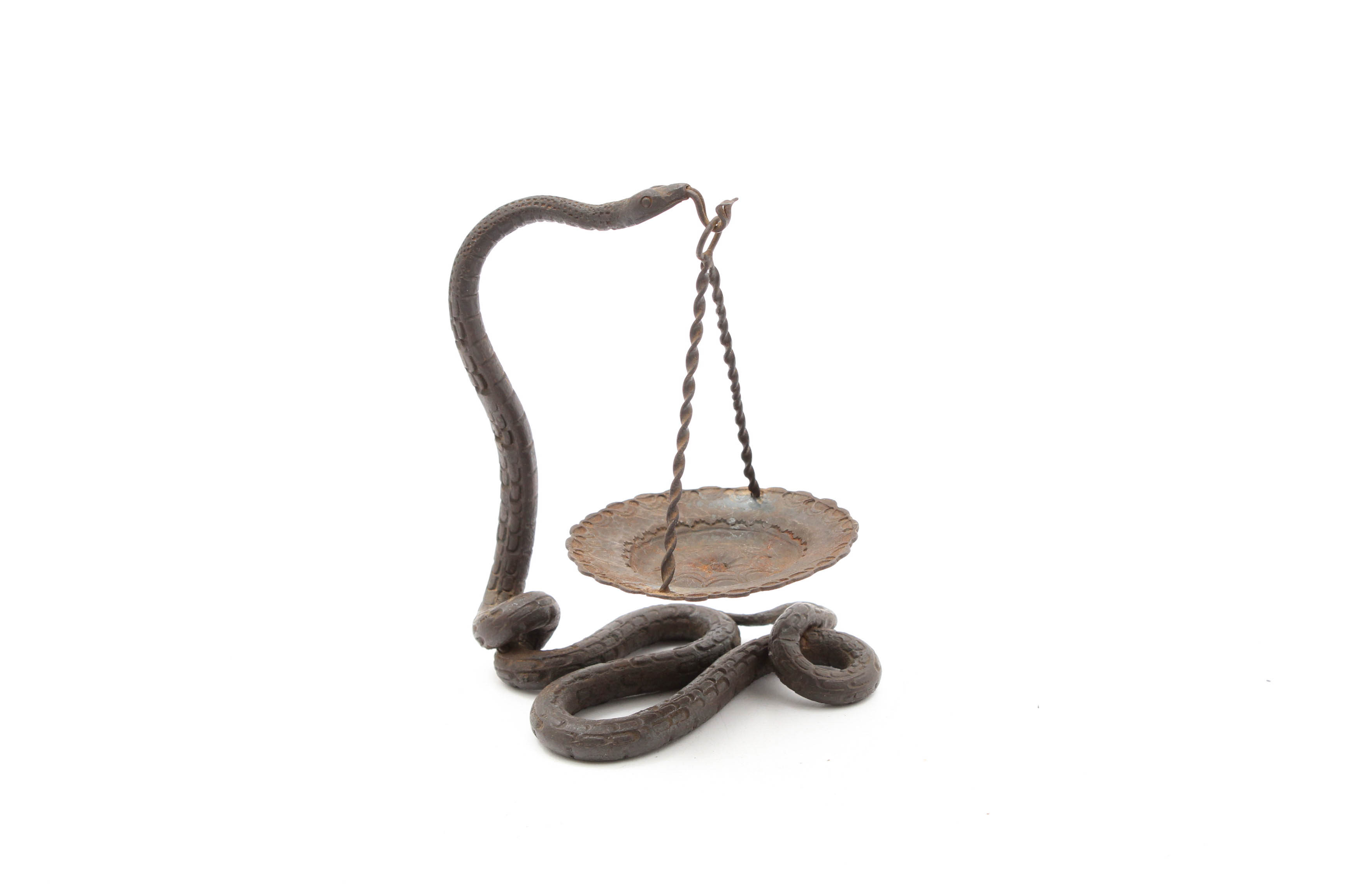 Cast Metal Writhing Snake Incense Burner