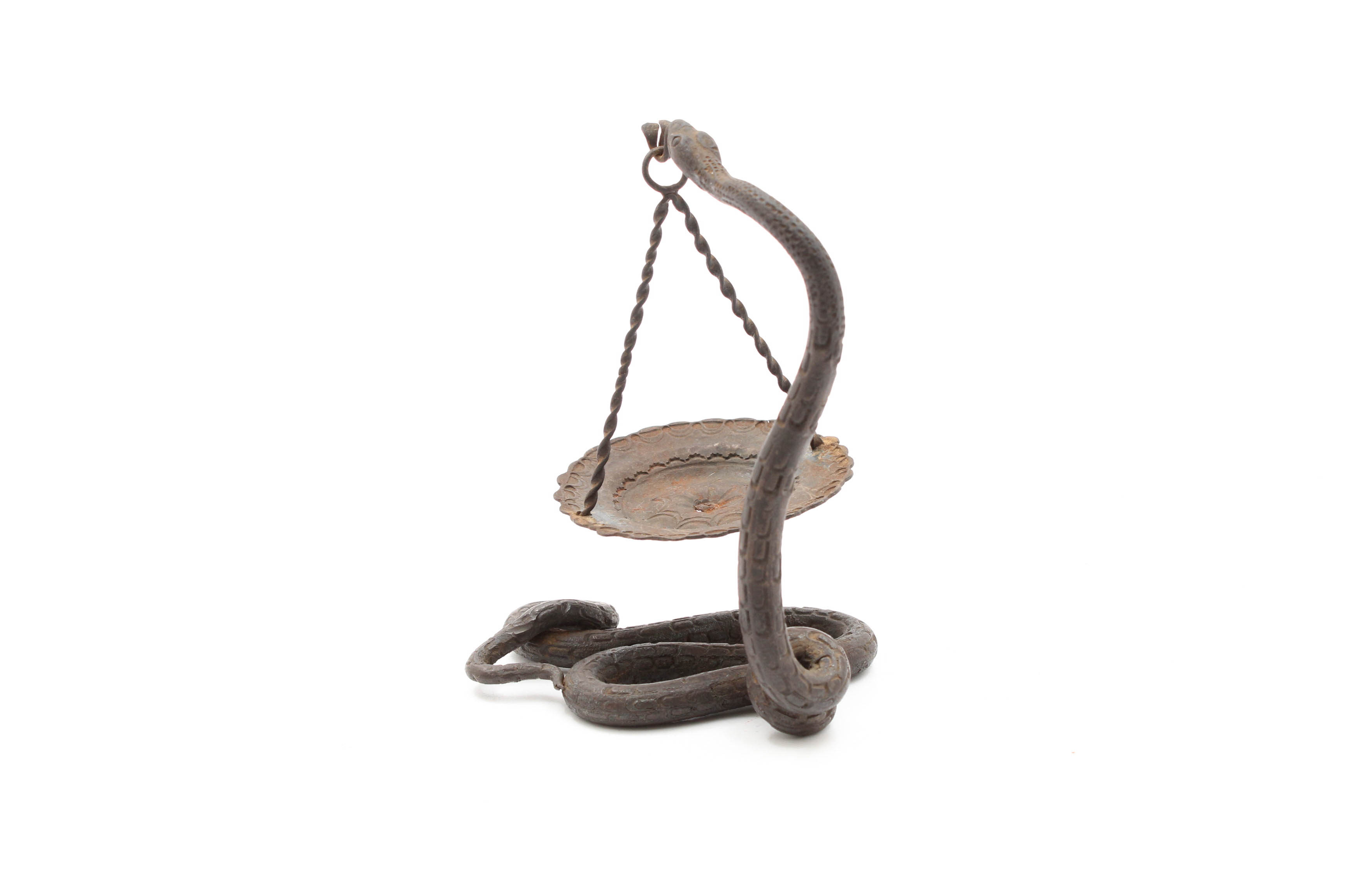 Cast Metal Writhing Snake Incense Burner
