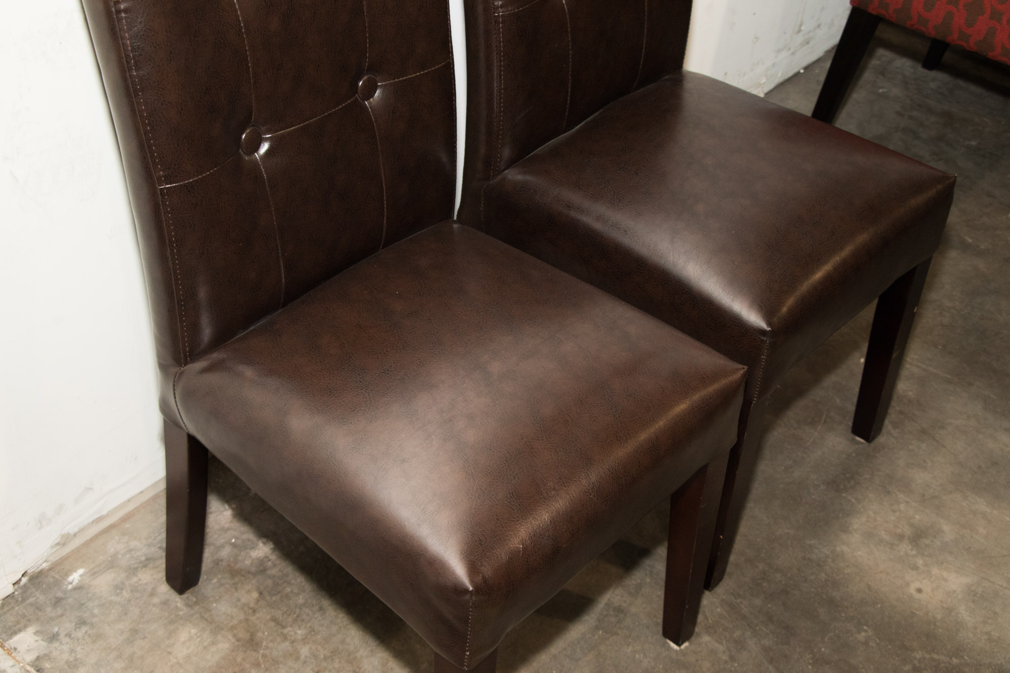 Pair of Contemporary Faux Leather Dining Chairs