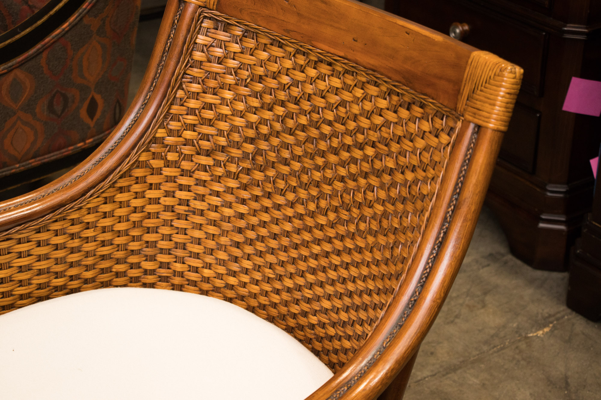 Contemporary Woven Cane Armchair