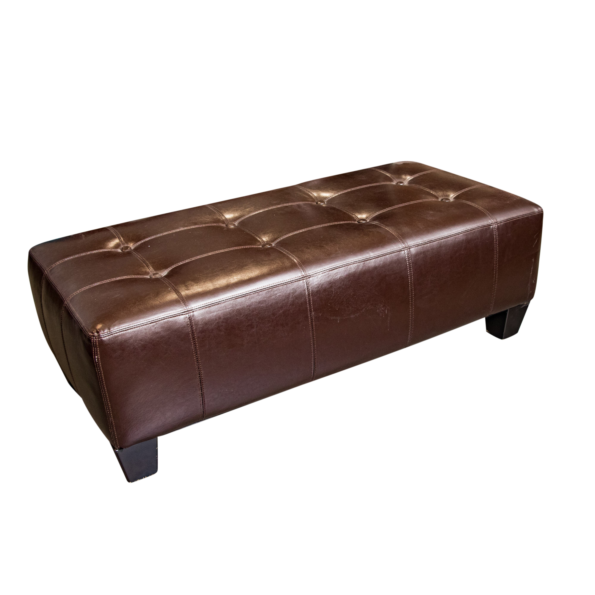 Contemporary Button Down Faux Leather Bench