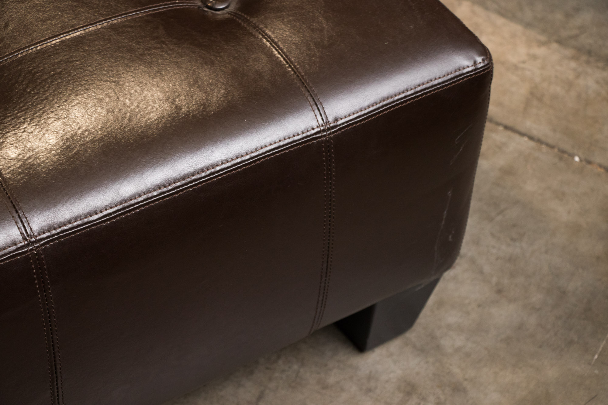 Contemporary Button Down Faux Leather Bench