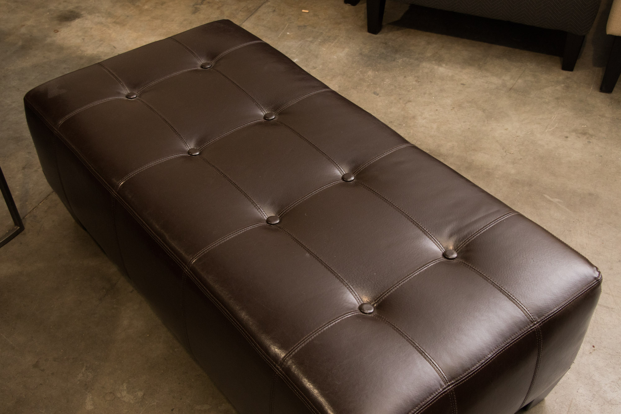 Contemporary Button Down Faux Leather Bench