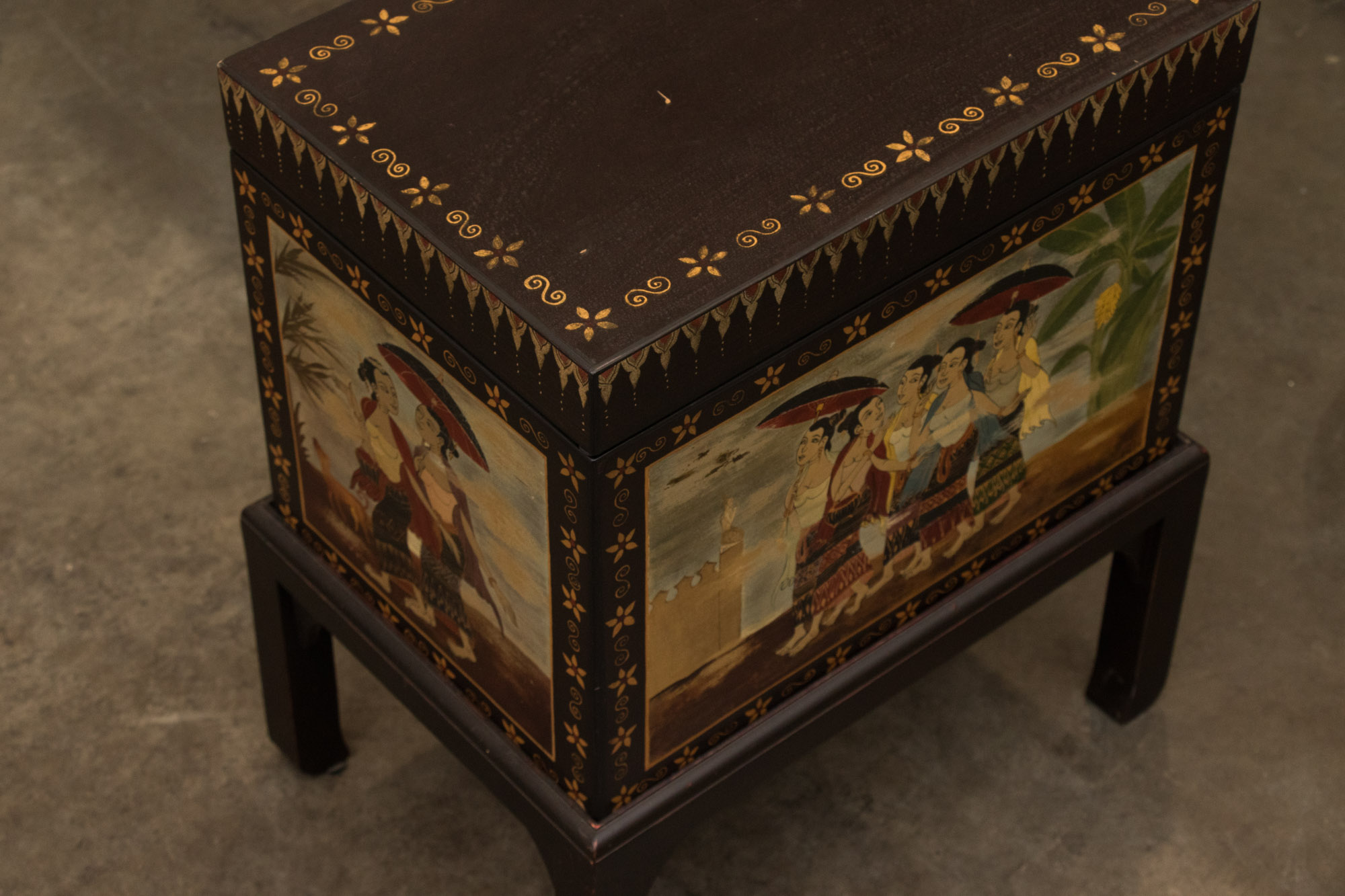 Indonesian Style Hand-Painted Wooden Chest