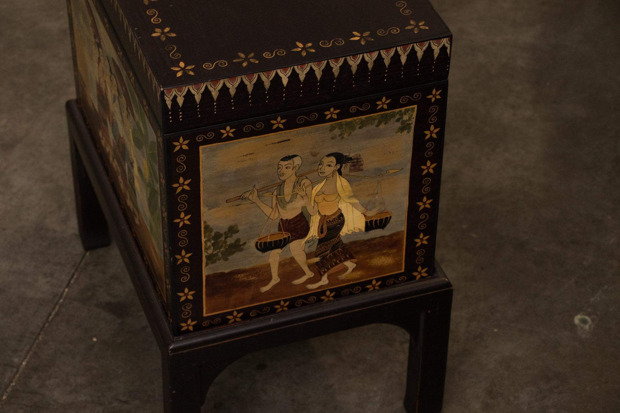 Indonesian Style Hand-Painted Wooden Chest