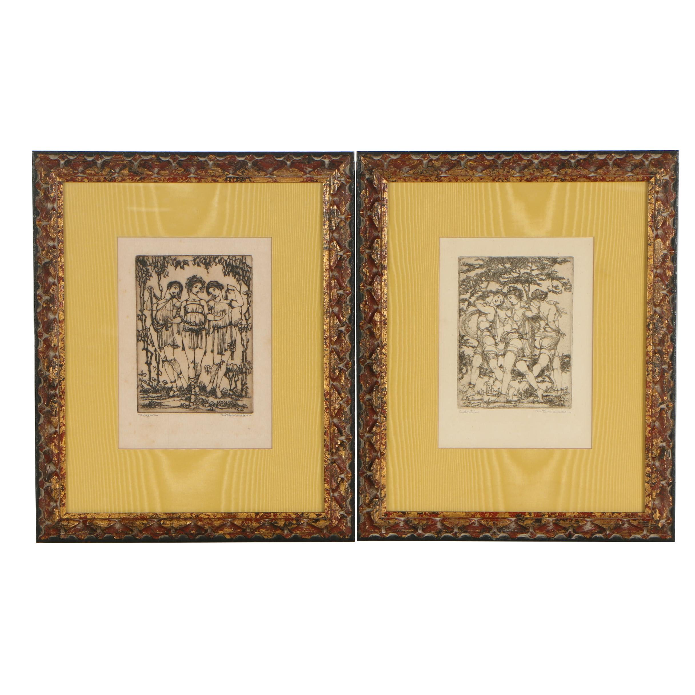 Cleo Damianakes (Wilkins) Etchings