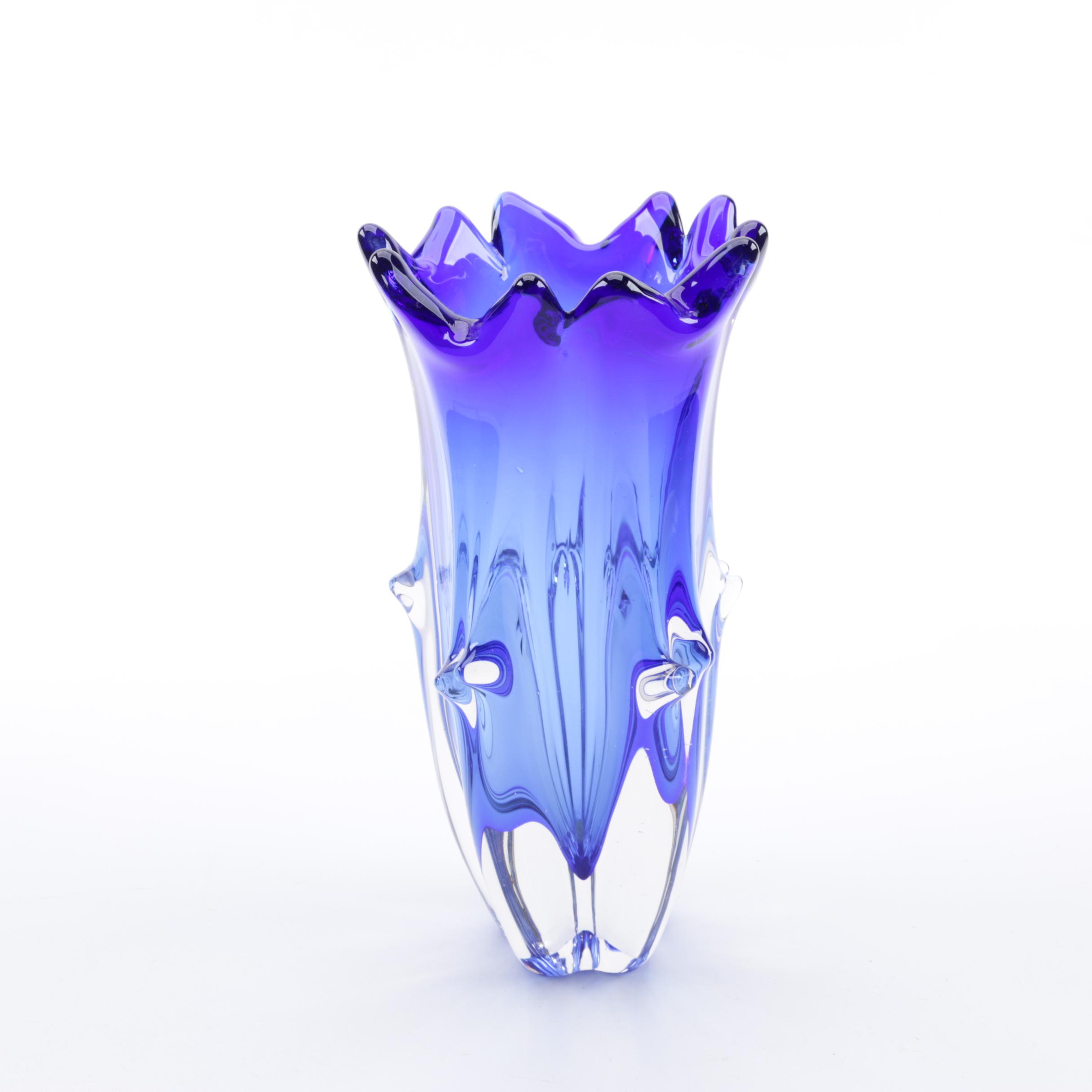Chřibská Blue Art Glass Vase